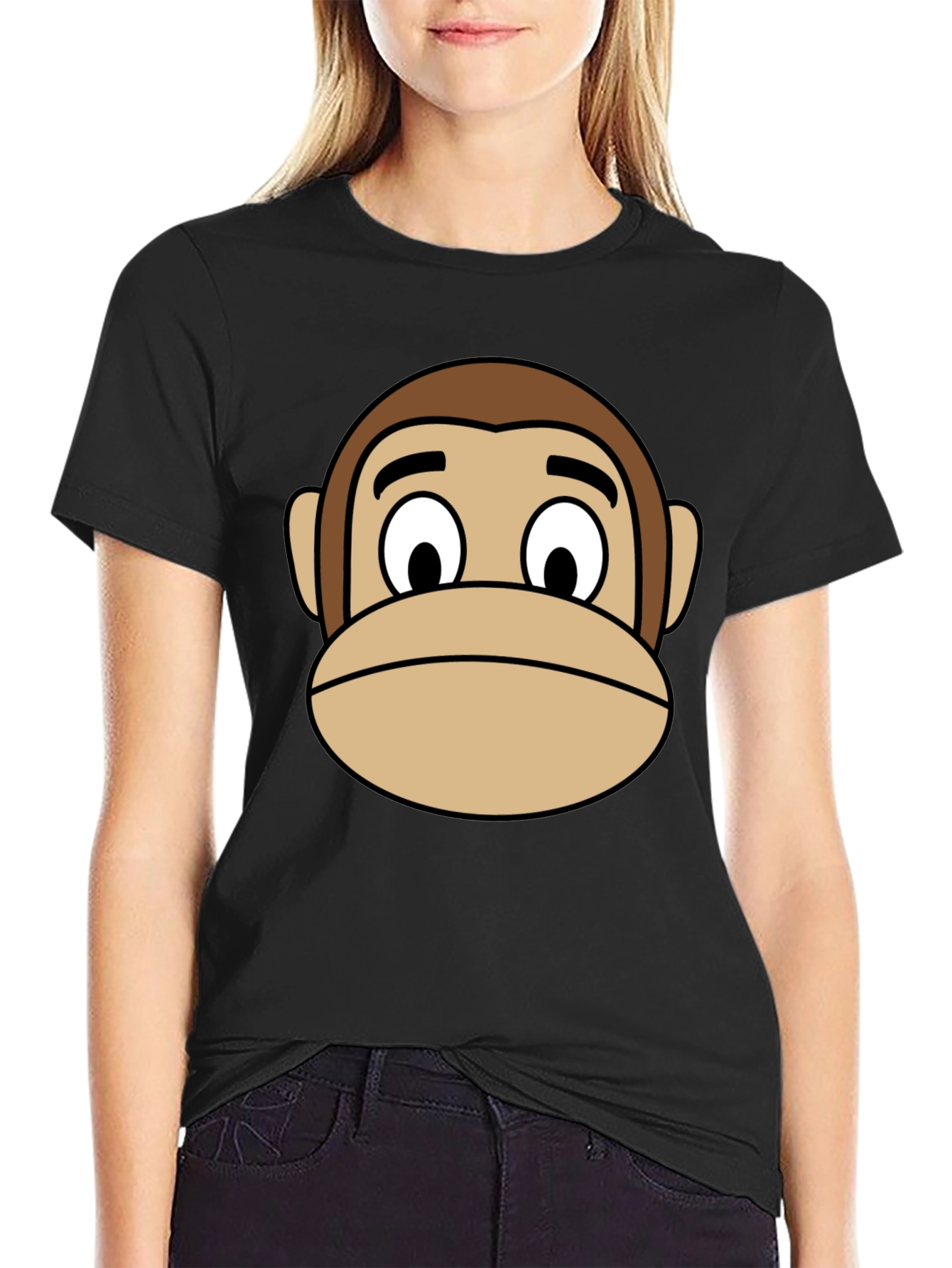 Monkey Face Graphic T-Shirt - Black
