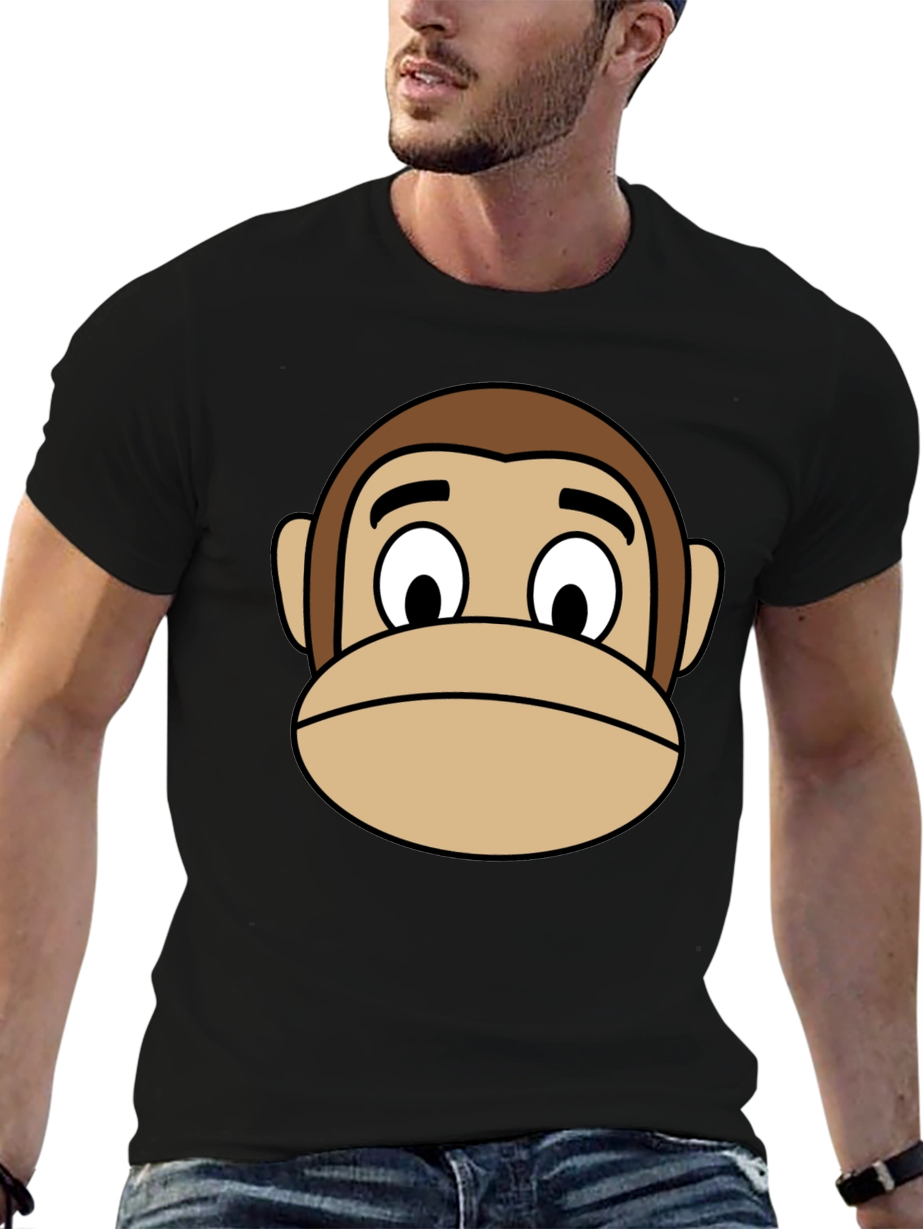 Monkey Face Graphic T-Shirt - Black