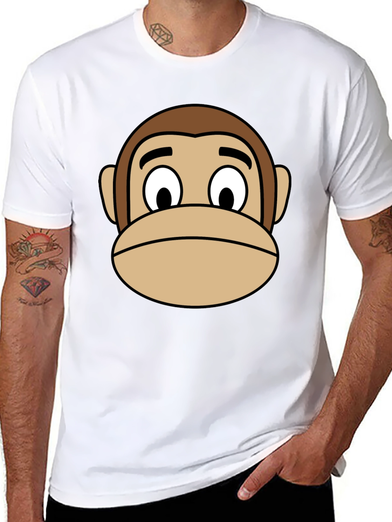 Monkey Face Graphic T-Shirt - Black