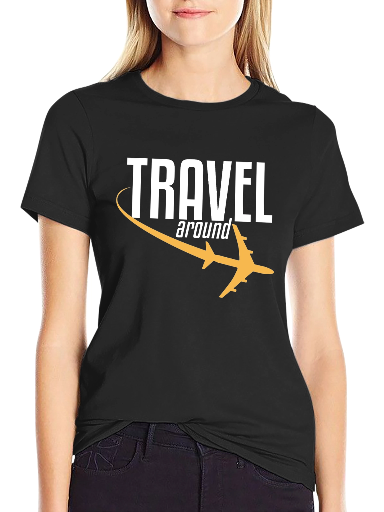 Travel Around Graphic Tee - Black