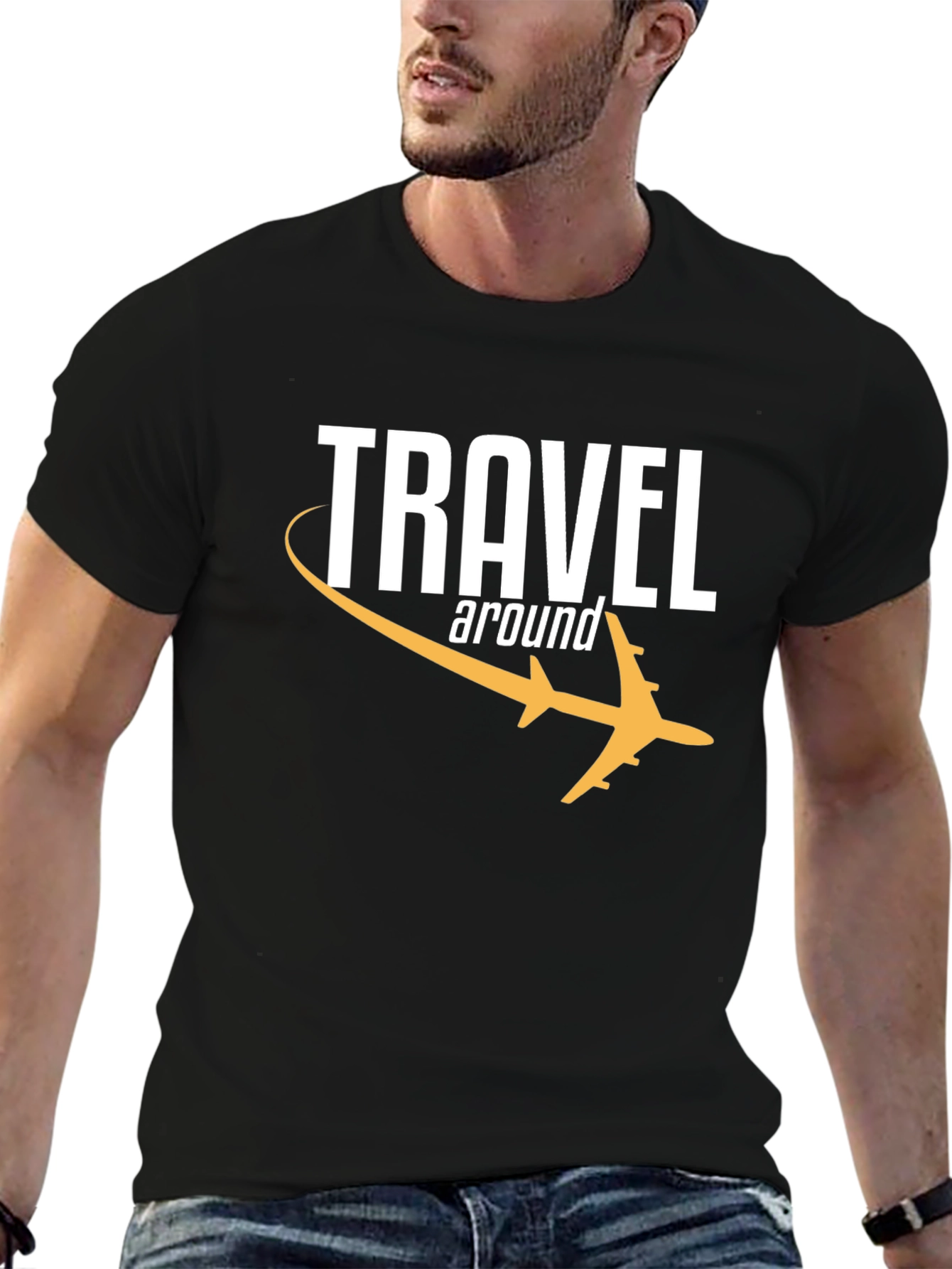 Travel Around Graphic Tee - Black