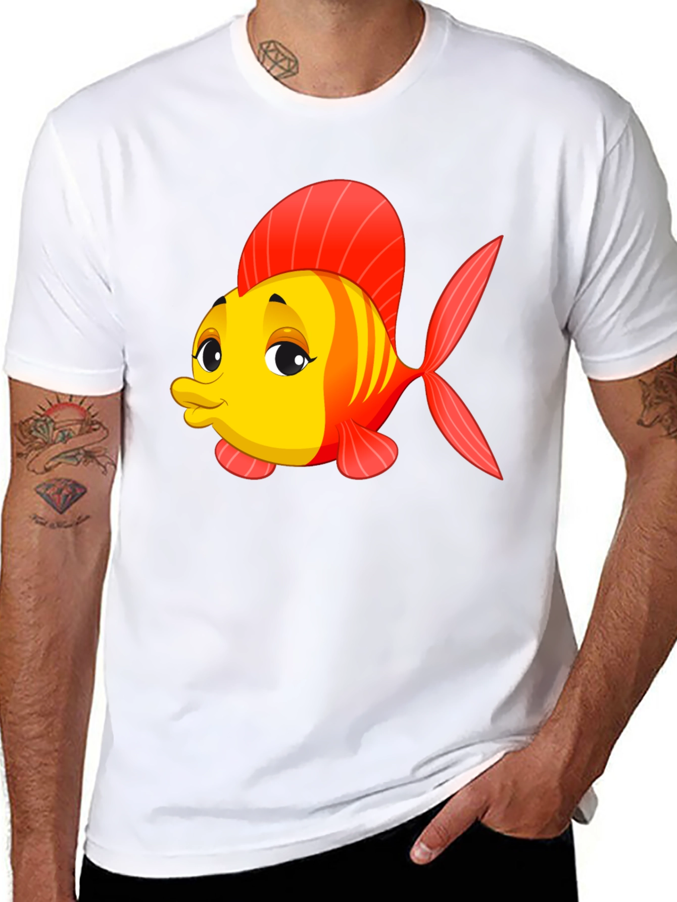 Cartoon Fish Black T-Shirt
