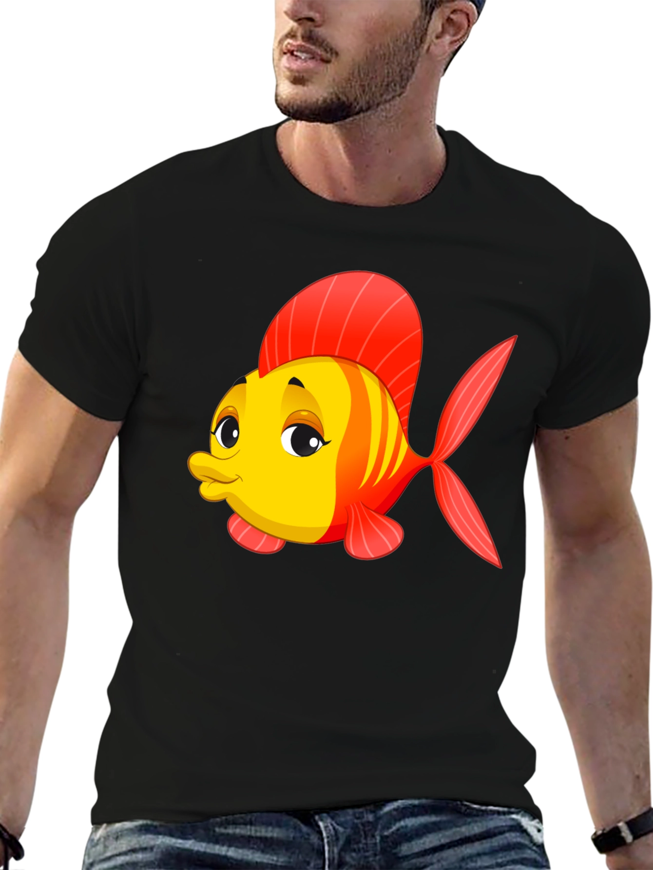 Cartoon Fish Black T-Shirt