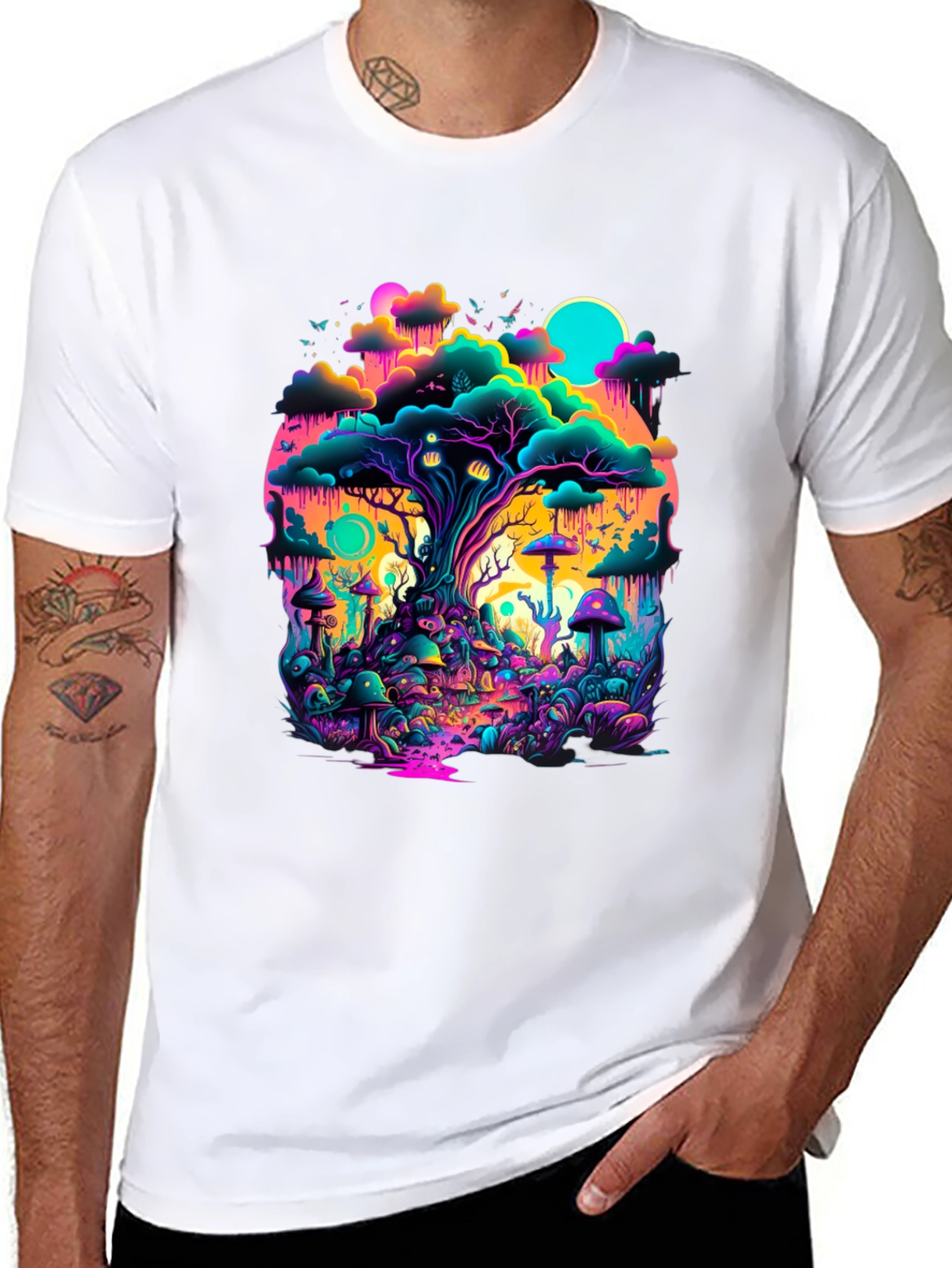 Vibrant Trippy Forest Graphic Tee