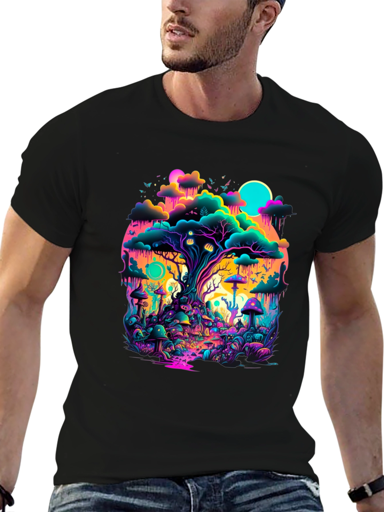Vibrant Trippy Forest Graphic Tee