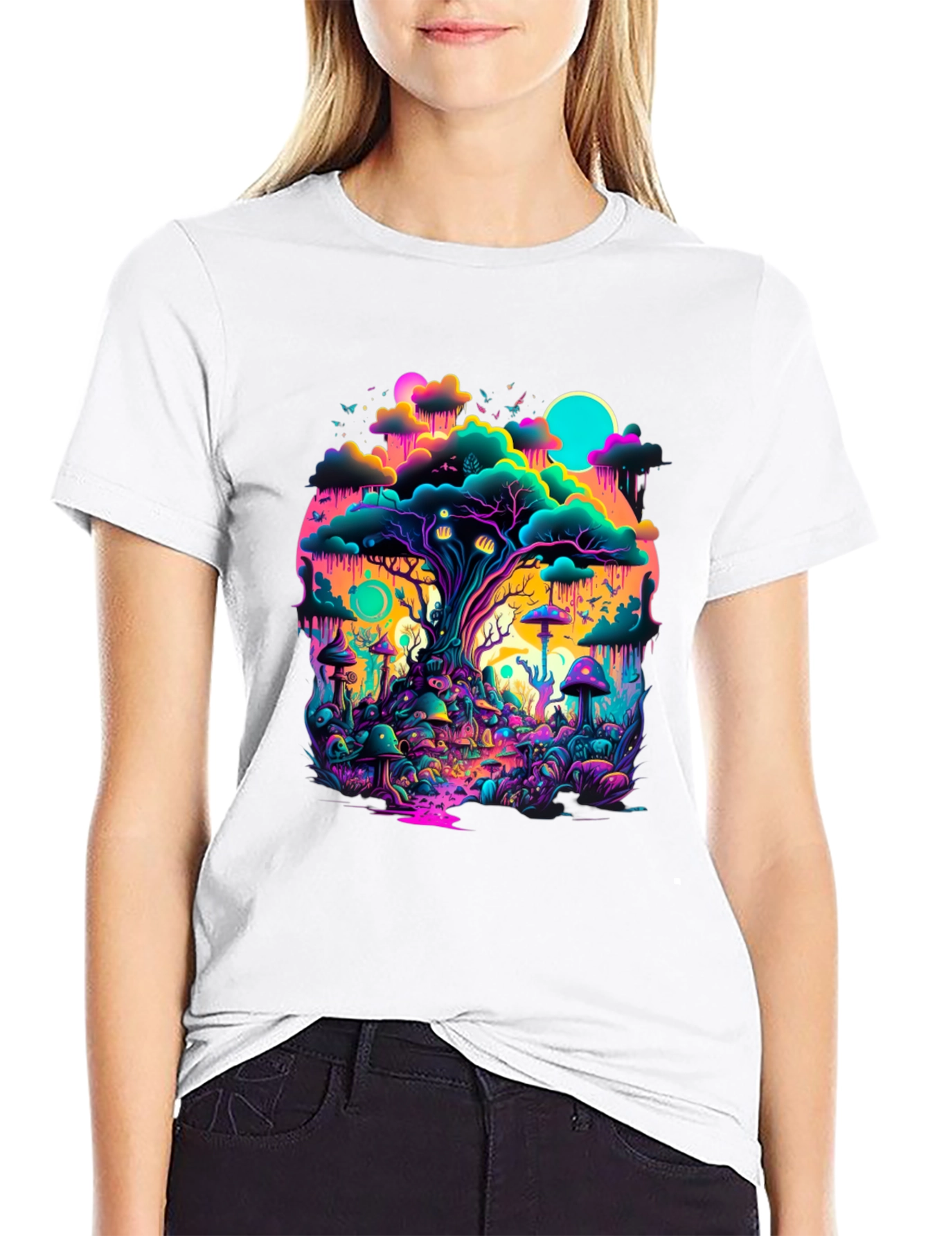 Vibrant Trippy Forest Graphic Tee