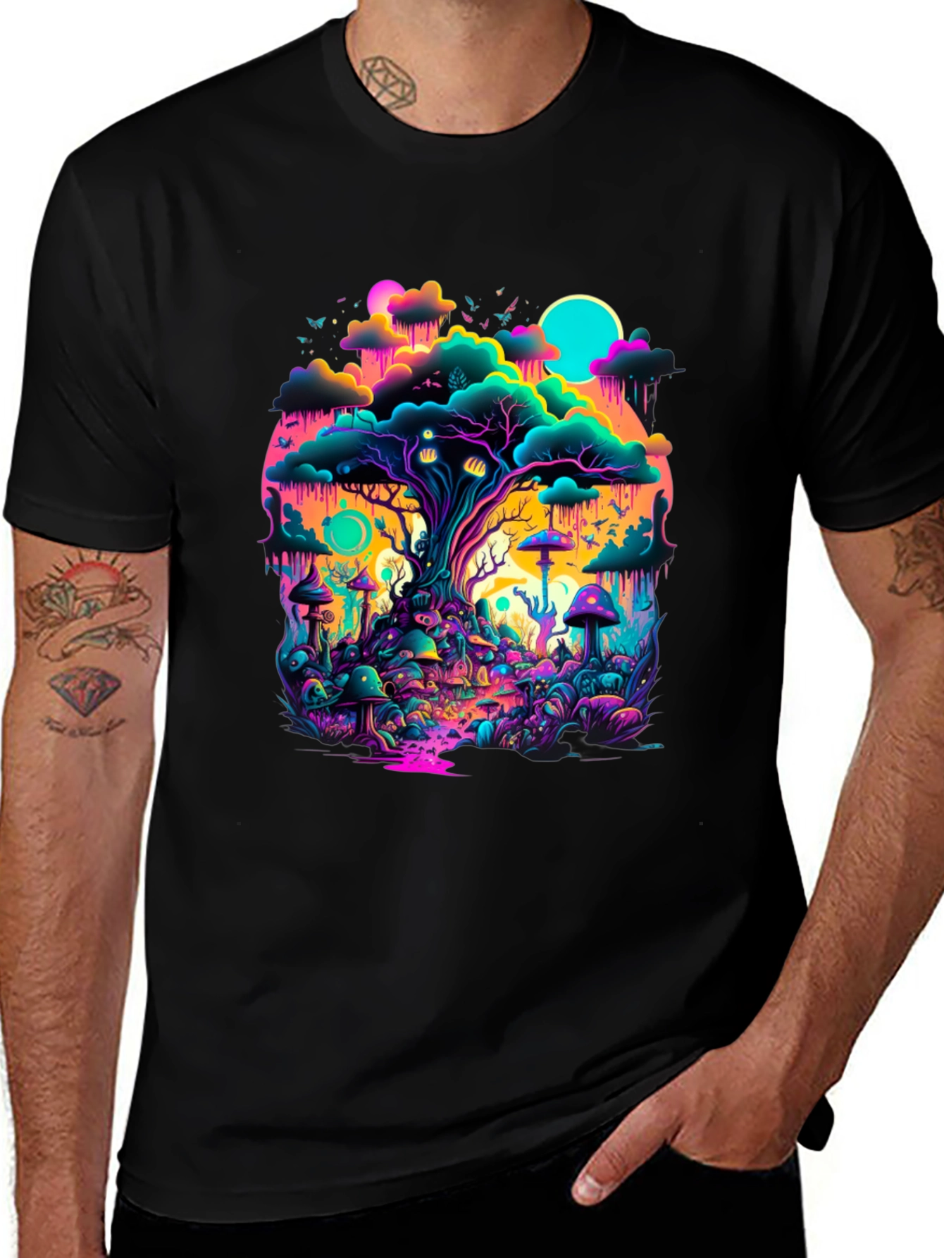 Vibrant Trippy Forest Graphic Tee