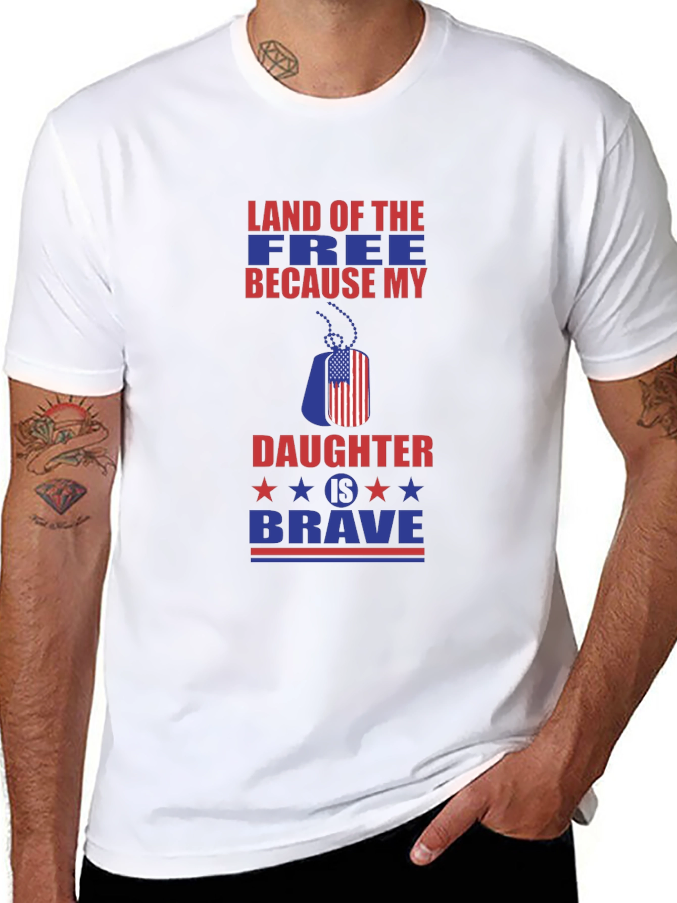 Land of the Free Daughter Brave Patriotic Graphic Tee