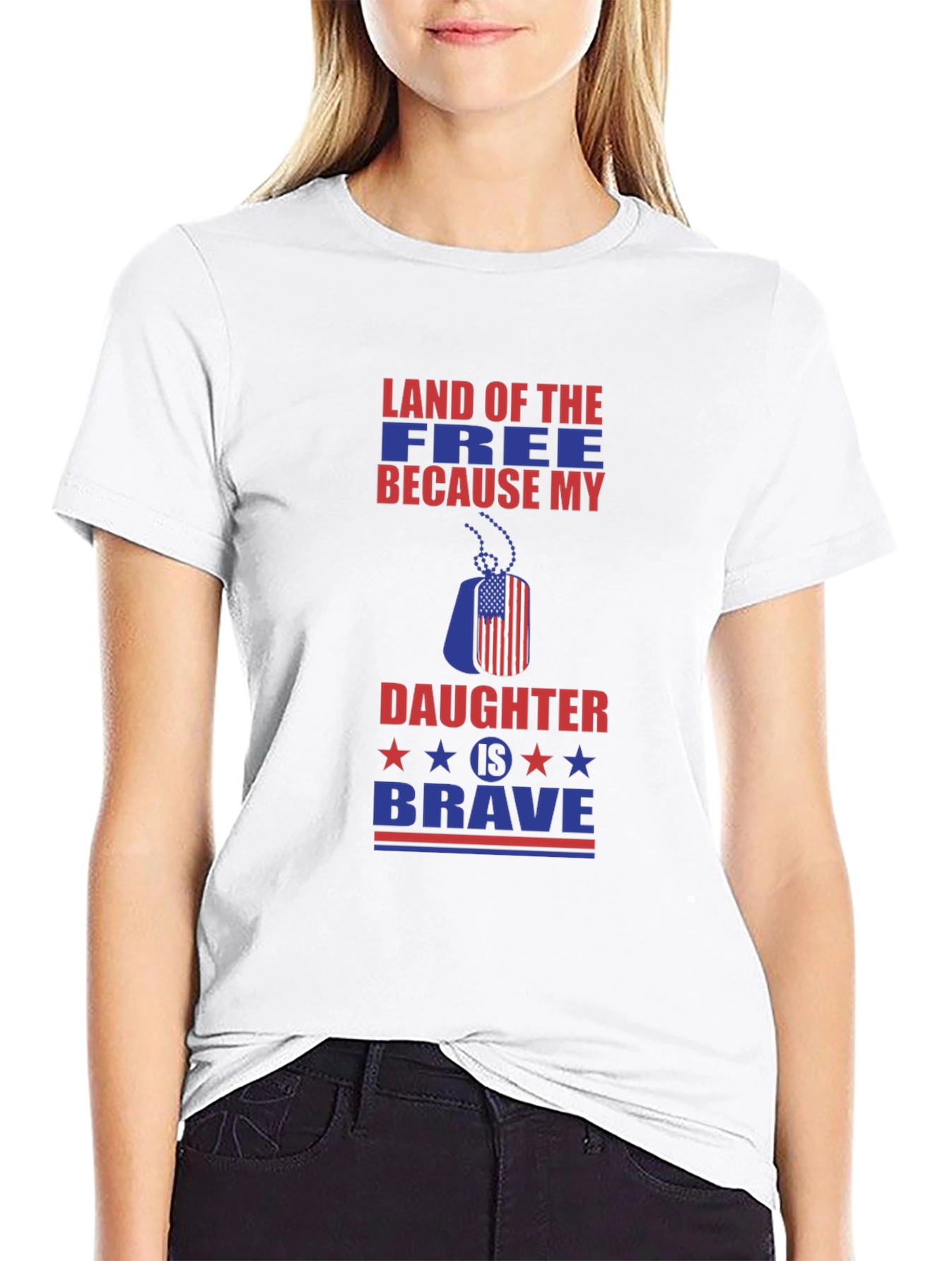 Land of the Free Daughter Brave Patriotic Graphic Tee