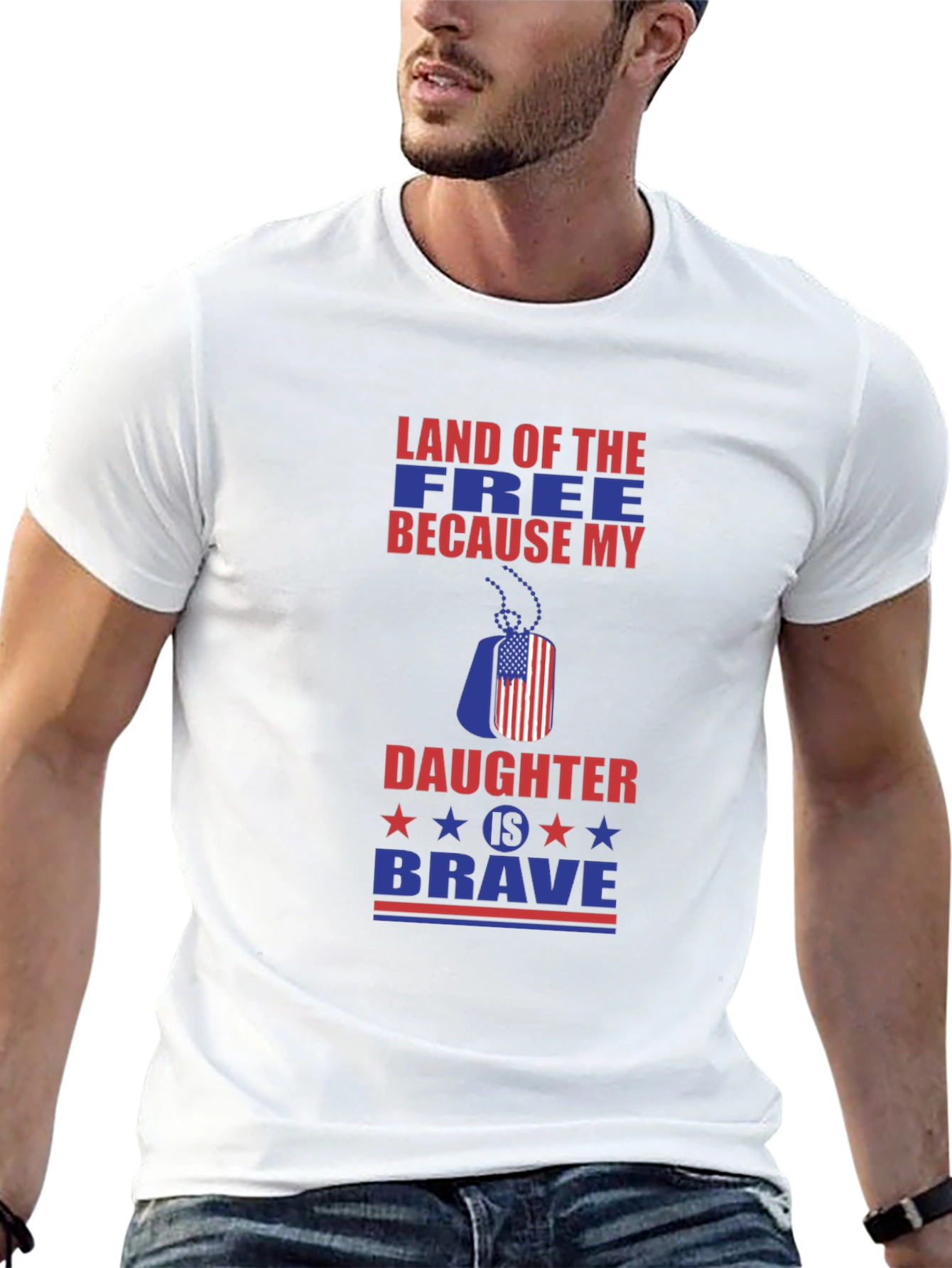 Land of the Free Daughter Brave Patriotic Graphic Tee