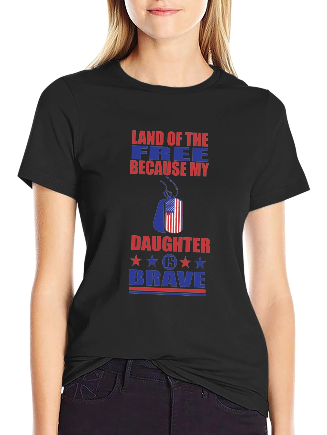 Land of the Free Daughter Brave Patriotic Graphic Tee