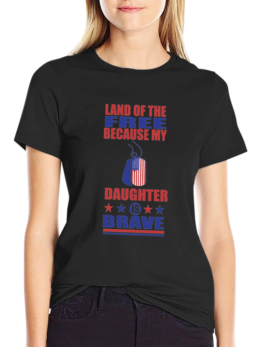 Land of the Free Daughter Brave Patriotic Graphic Tee