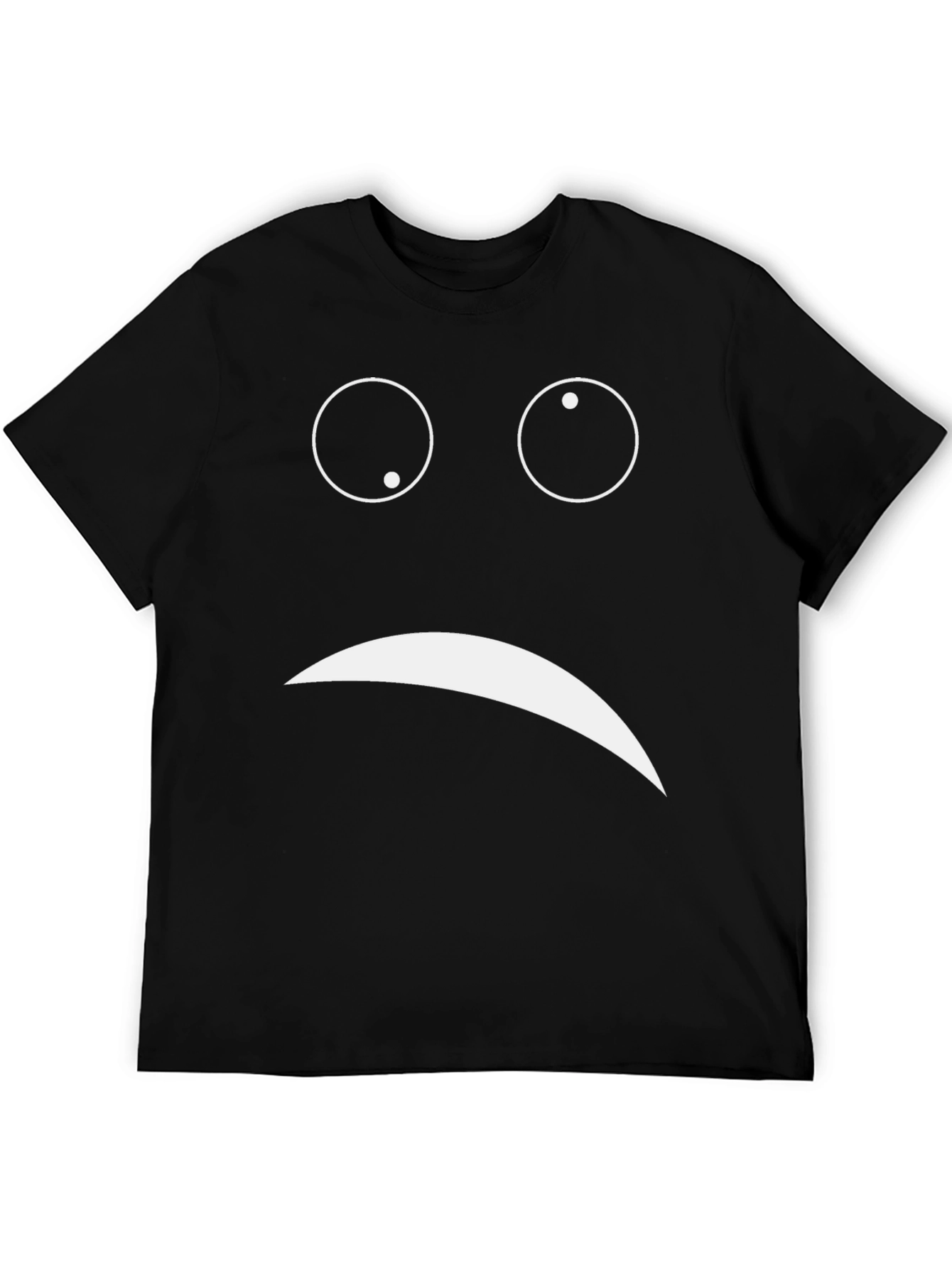 Sad Face Graphic Tee - Unisex Black Cotton T-Shirt