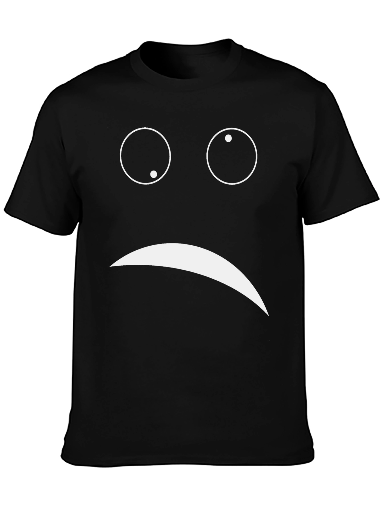 Sad Face Graphic Tee - Unisex Black Cotton T-Shirt