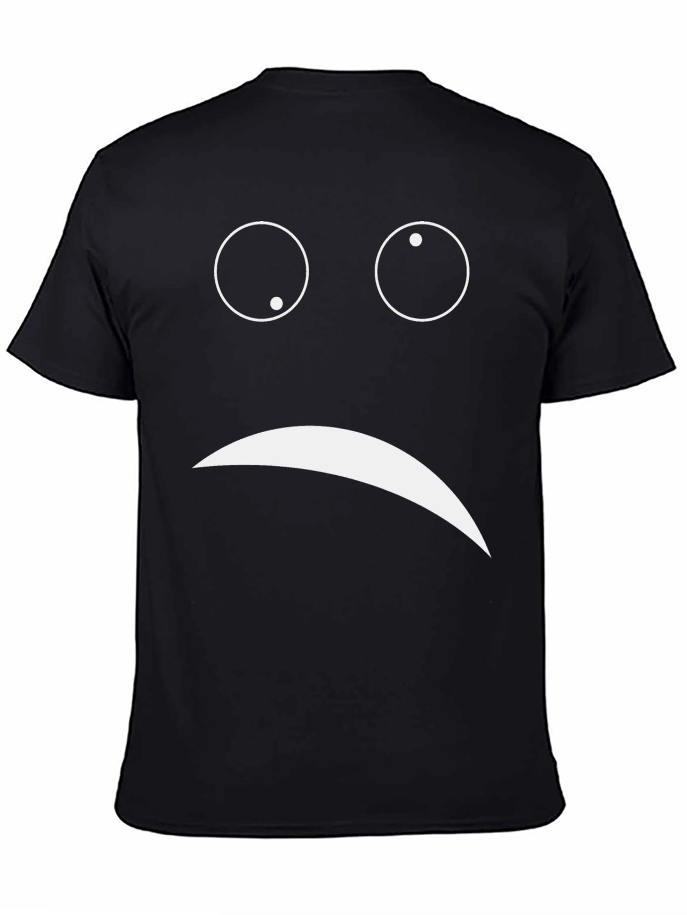 Sad Face Graphic Tee - Unisex Black Cotton T-Shirt