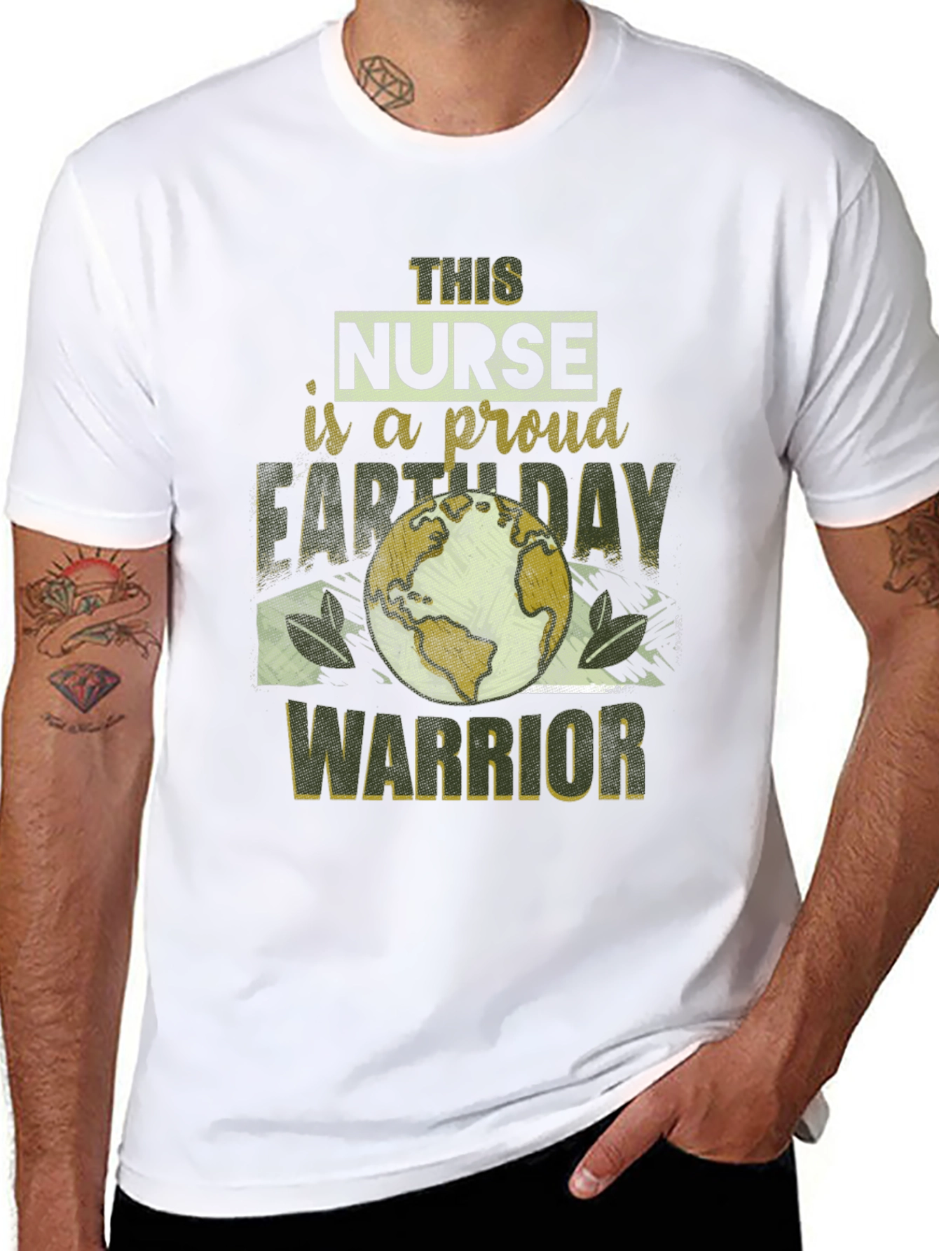 Proud Nurse Earth Day Warrior Black T-Shirt