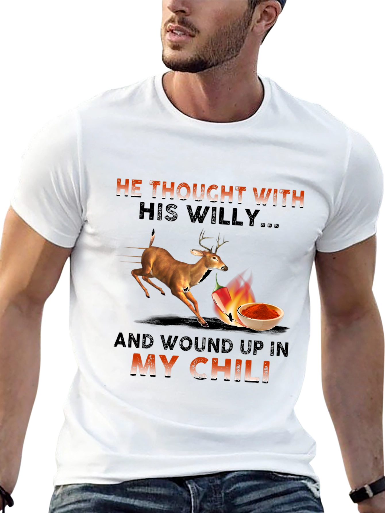 He Thought With His Willy Funny T-Shirt