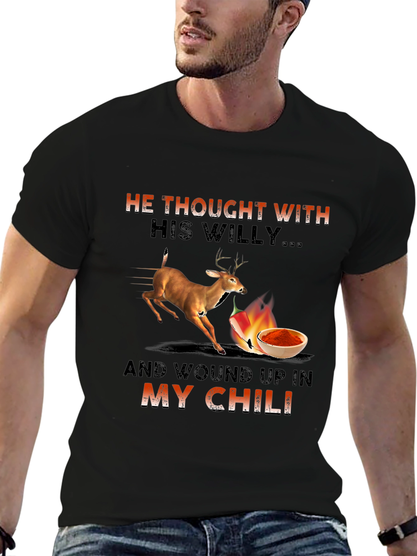 He Thought With His Willy Funny T-Shirt