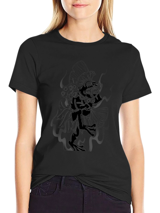 Black Graphic Tee - Aztec Frog Design