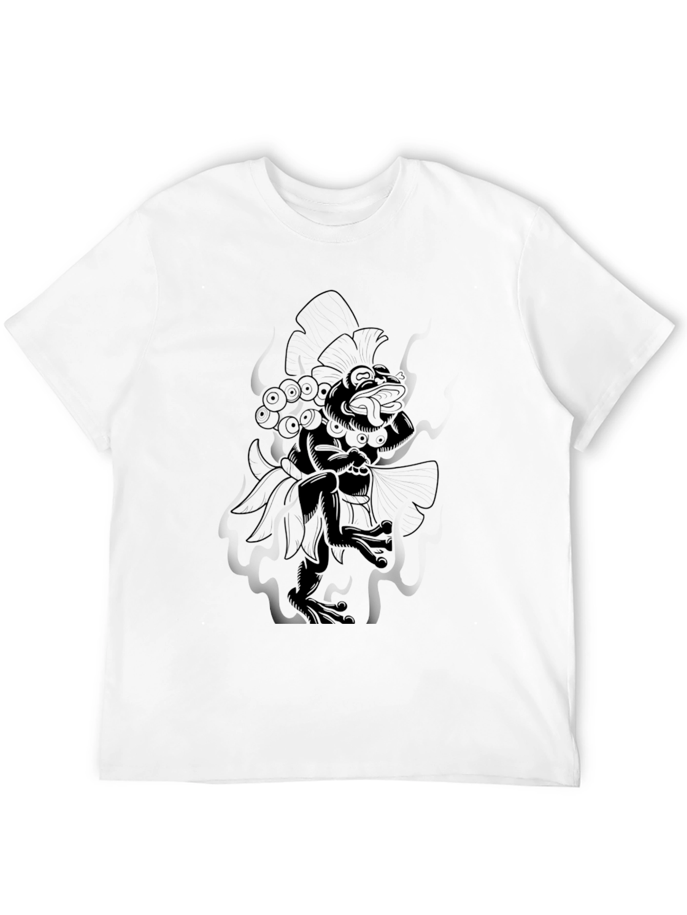 Black Graphic Tee - Aztec Frog Design