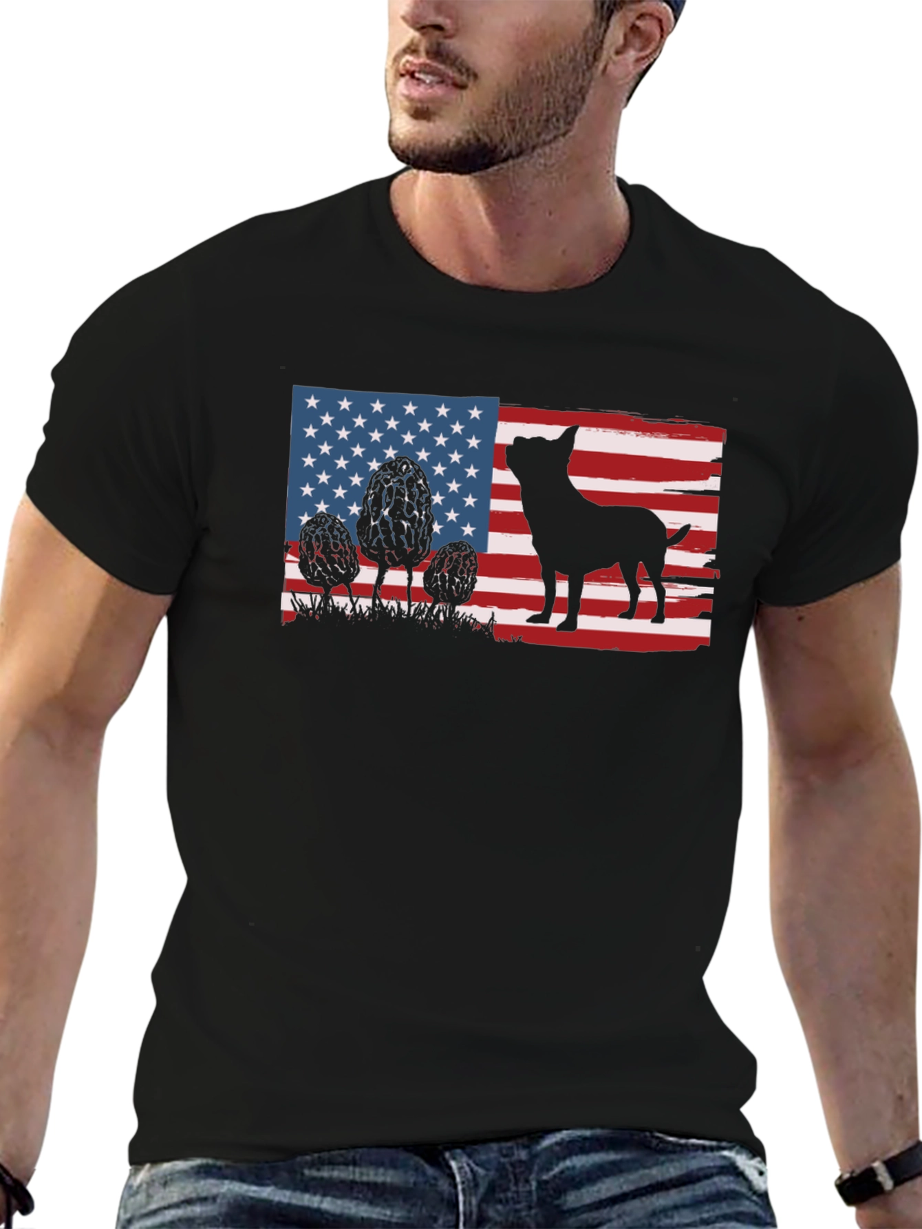 Patriotic Dog T-Shirt - American Flag Design