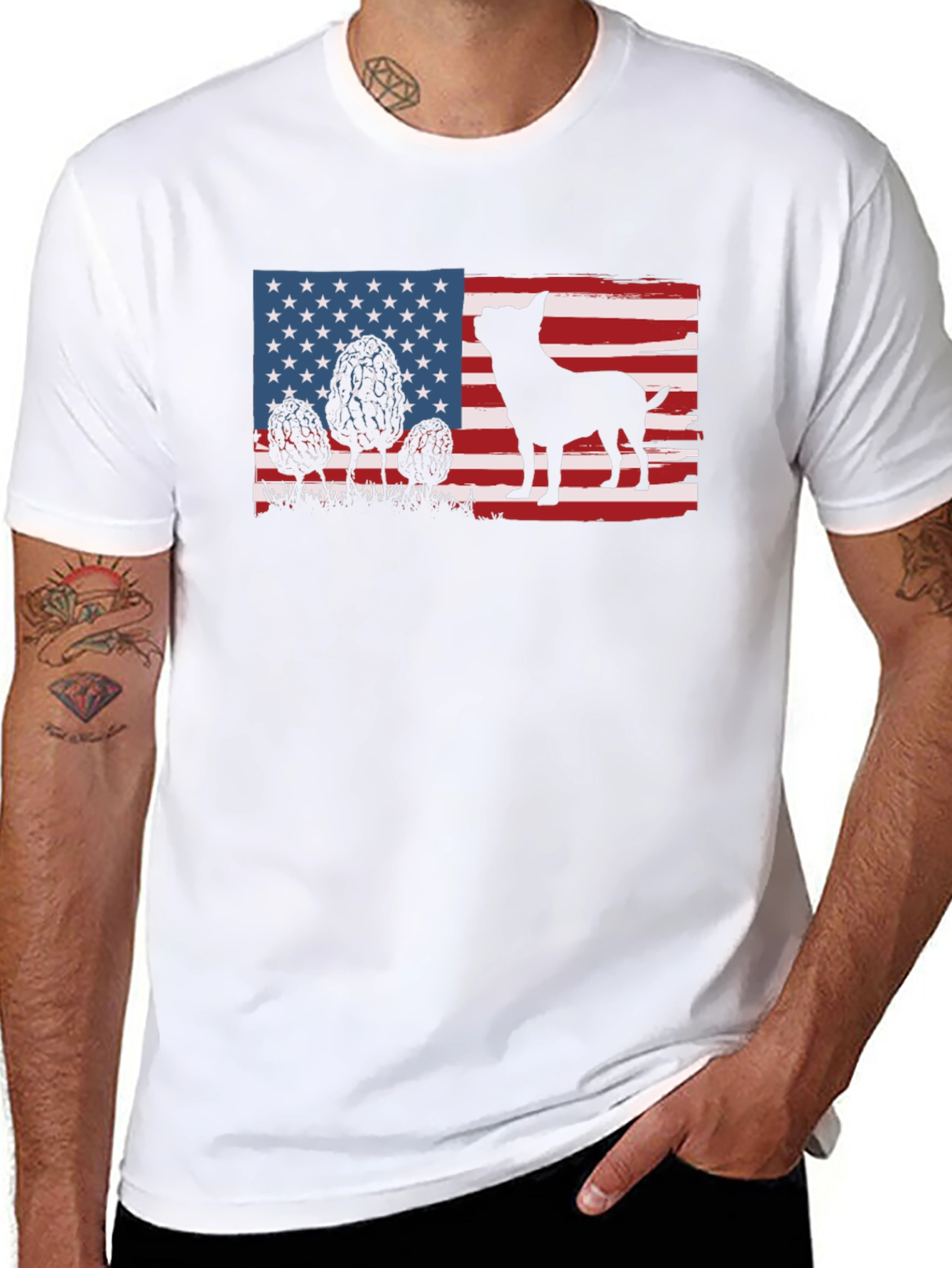 Patriotic Dog T-Shirt - American Flag Design
