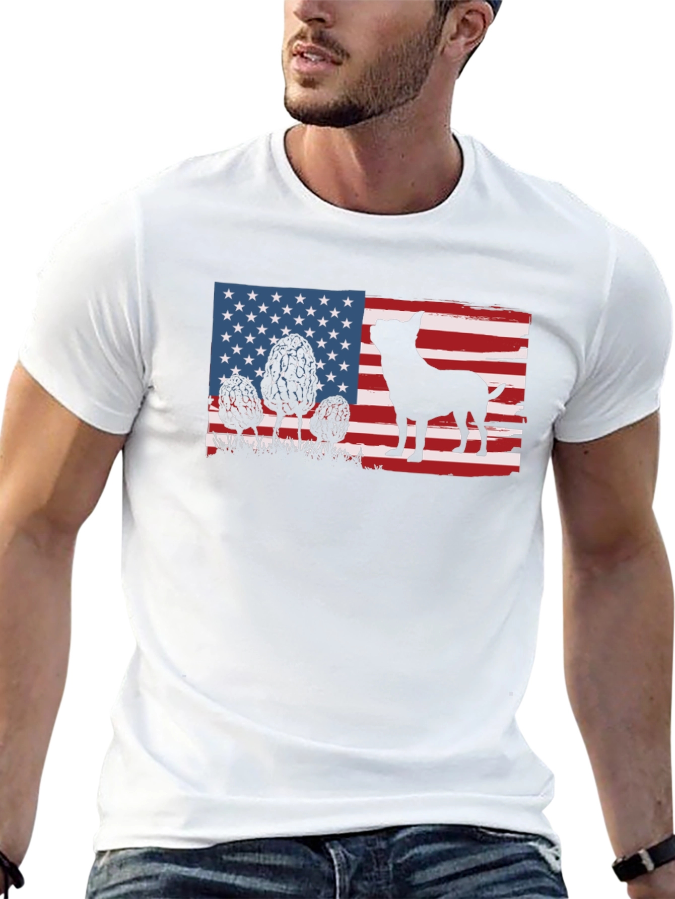 Patriotic Dog T-Shirt - American Flag Design