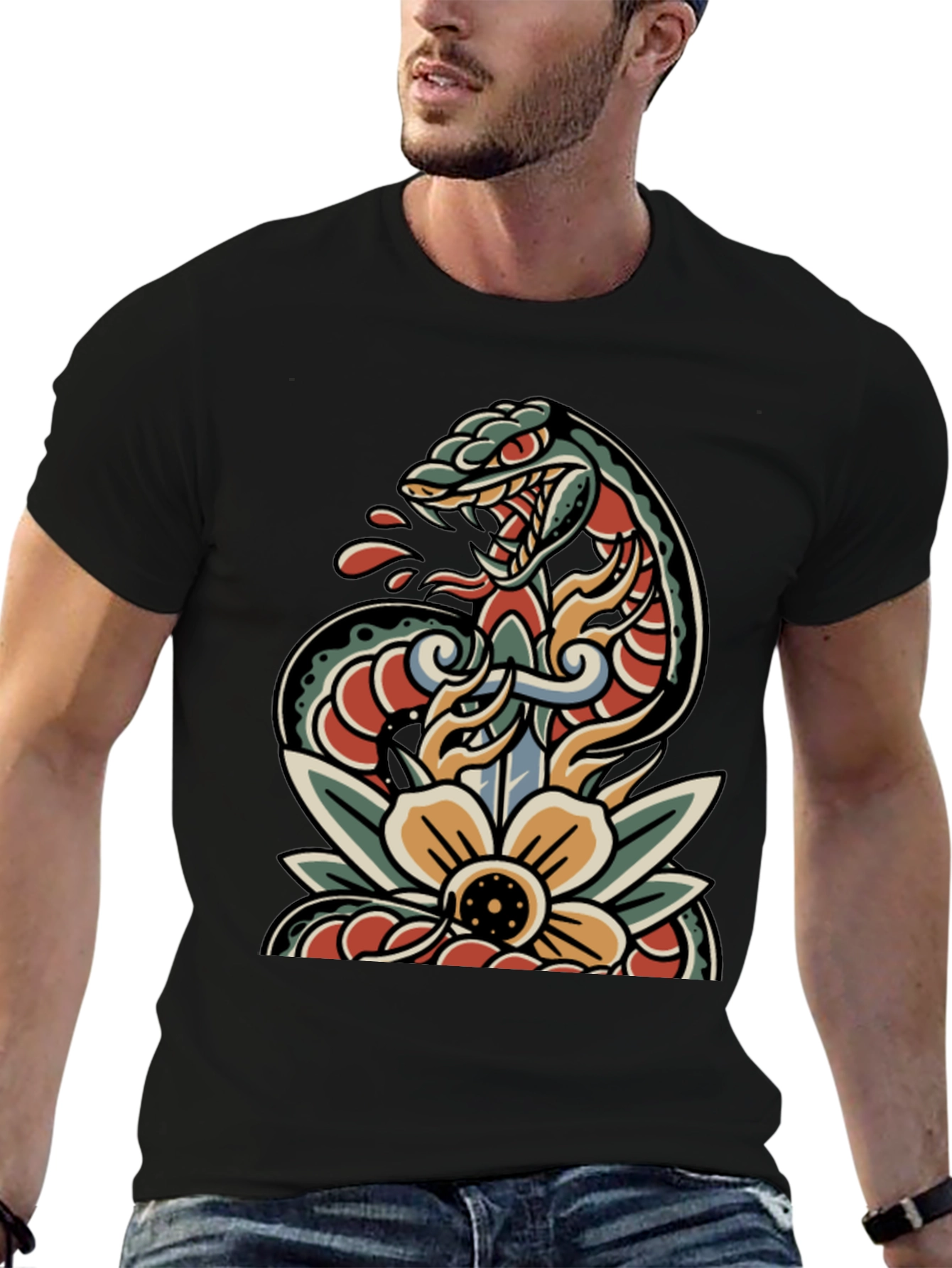 Snake & Dagger Tattoo Style T-Shirt