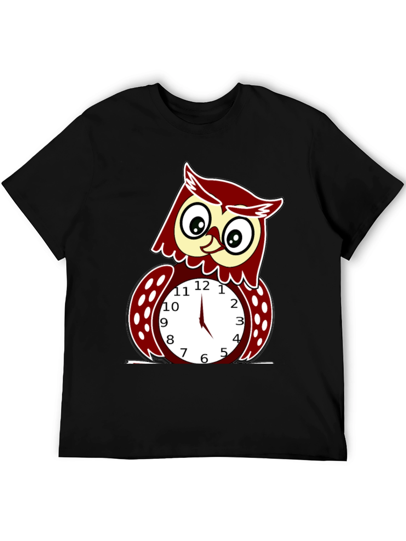 Funny Owl Clock Graphic T-Shirt - Mens