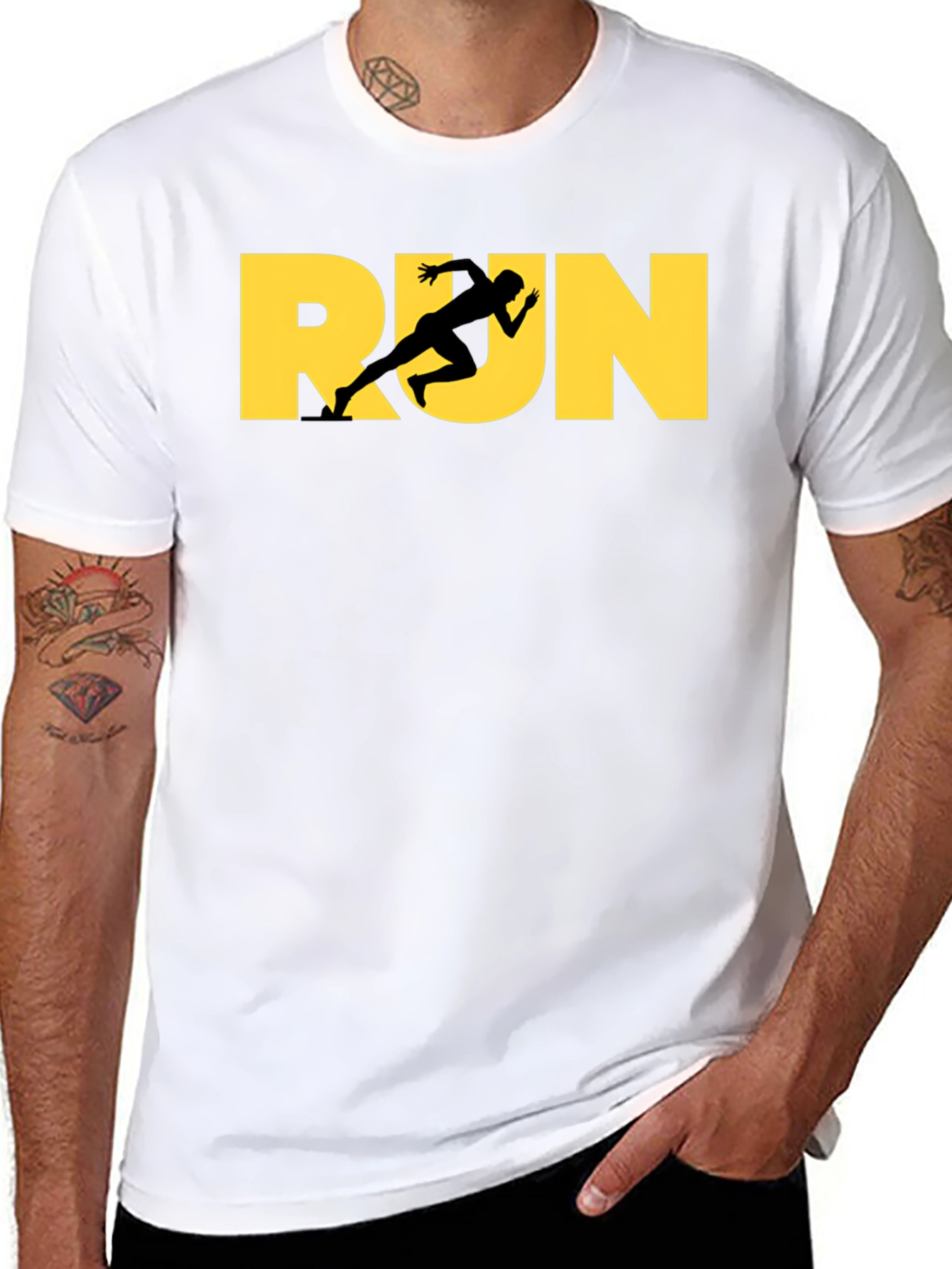 Run Graphic Tee - Athlete Design Black T-Shirt