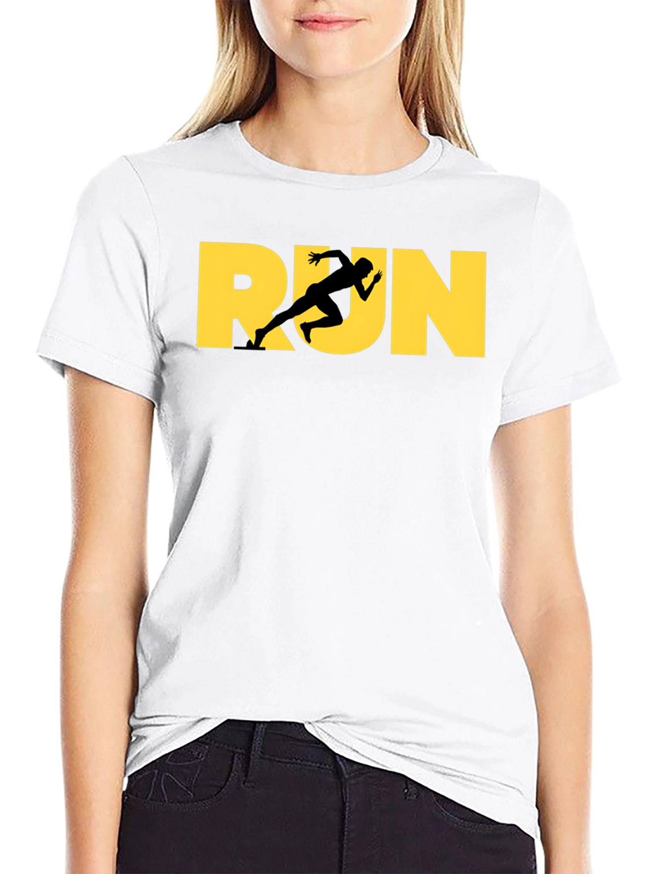 Run Graphic Tee - Athlete Design Black T-Shirt