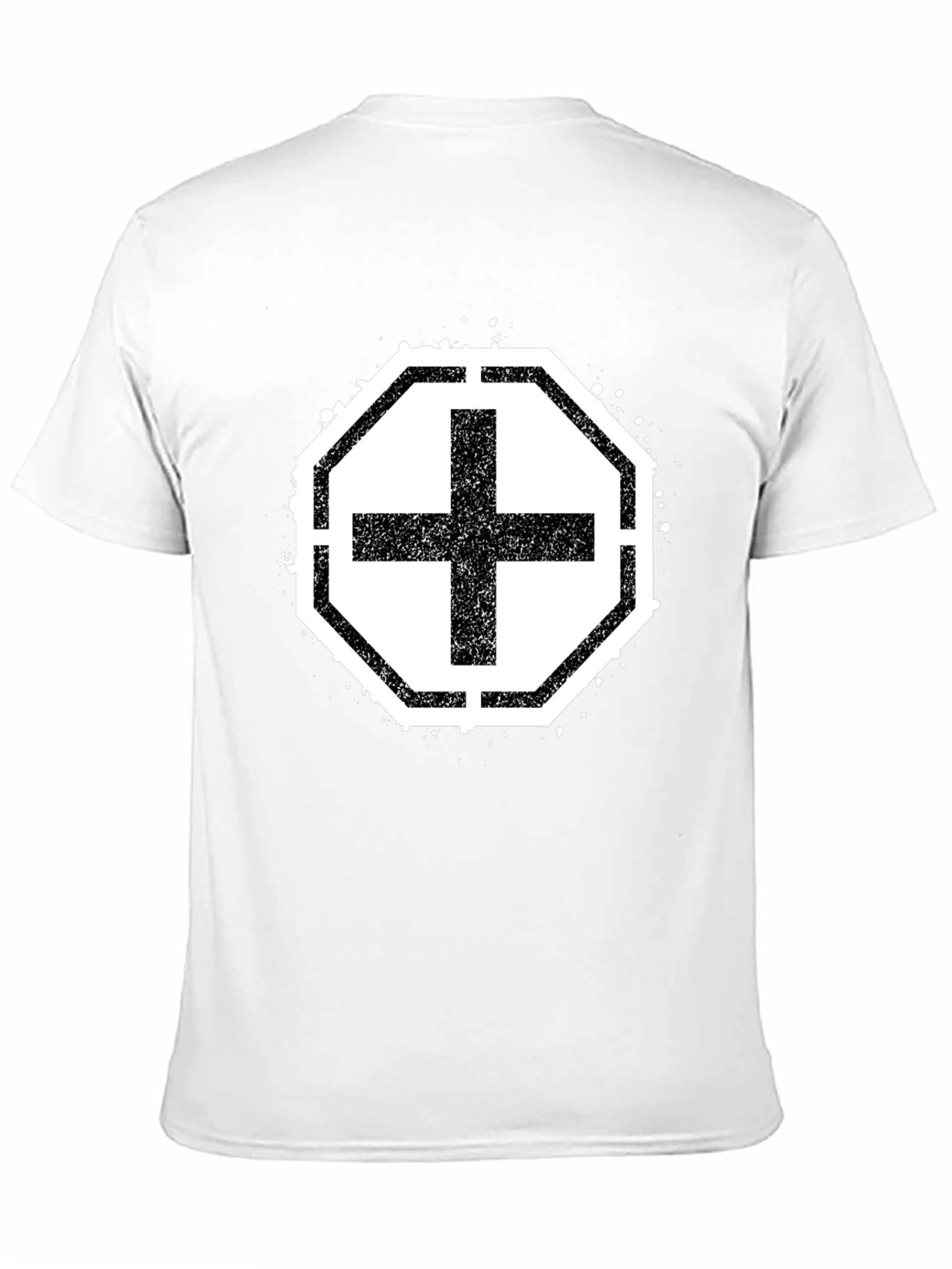 Black T-Shirt with Grunge Cross Design