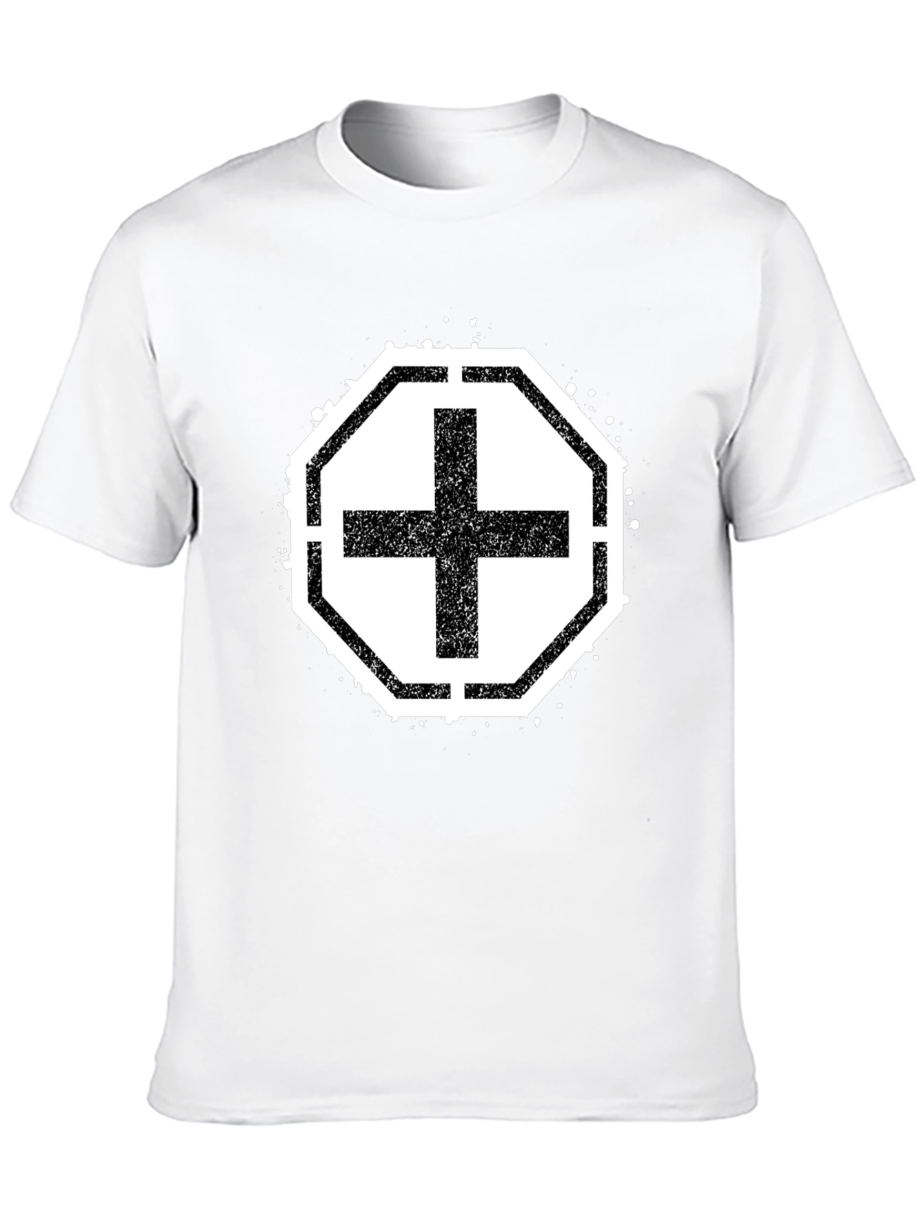 Black T-Shirt with Grunge Cross Design