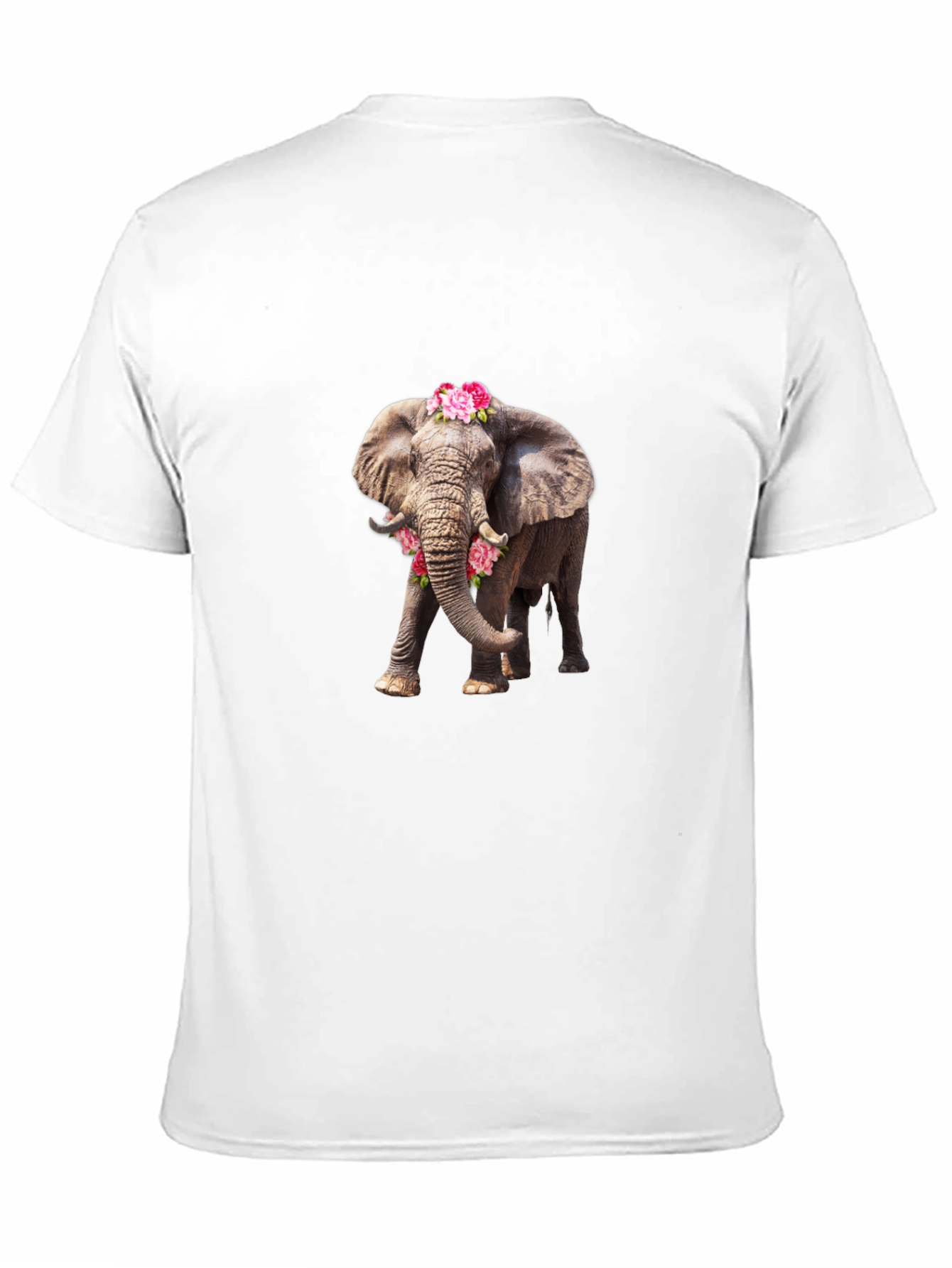 Elephant with Flowers Black Tee