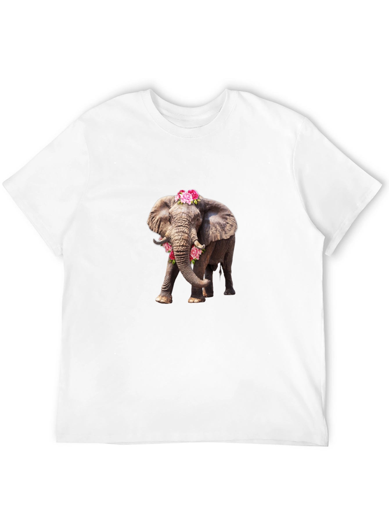 Elephant with Flowers Black Tee