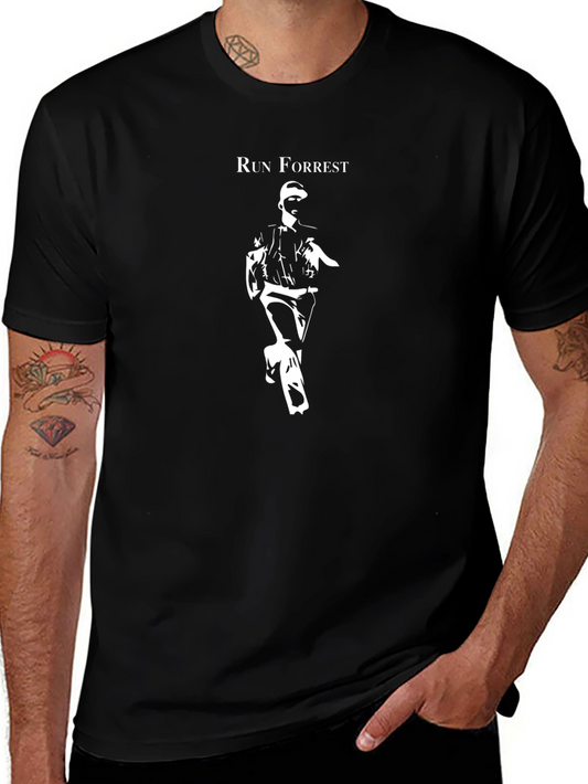 Run Forrest Run Graphic Tee - Black Cotton T-Shirt