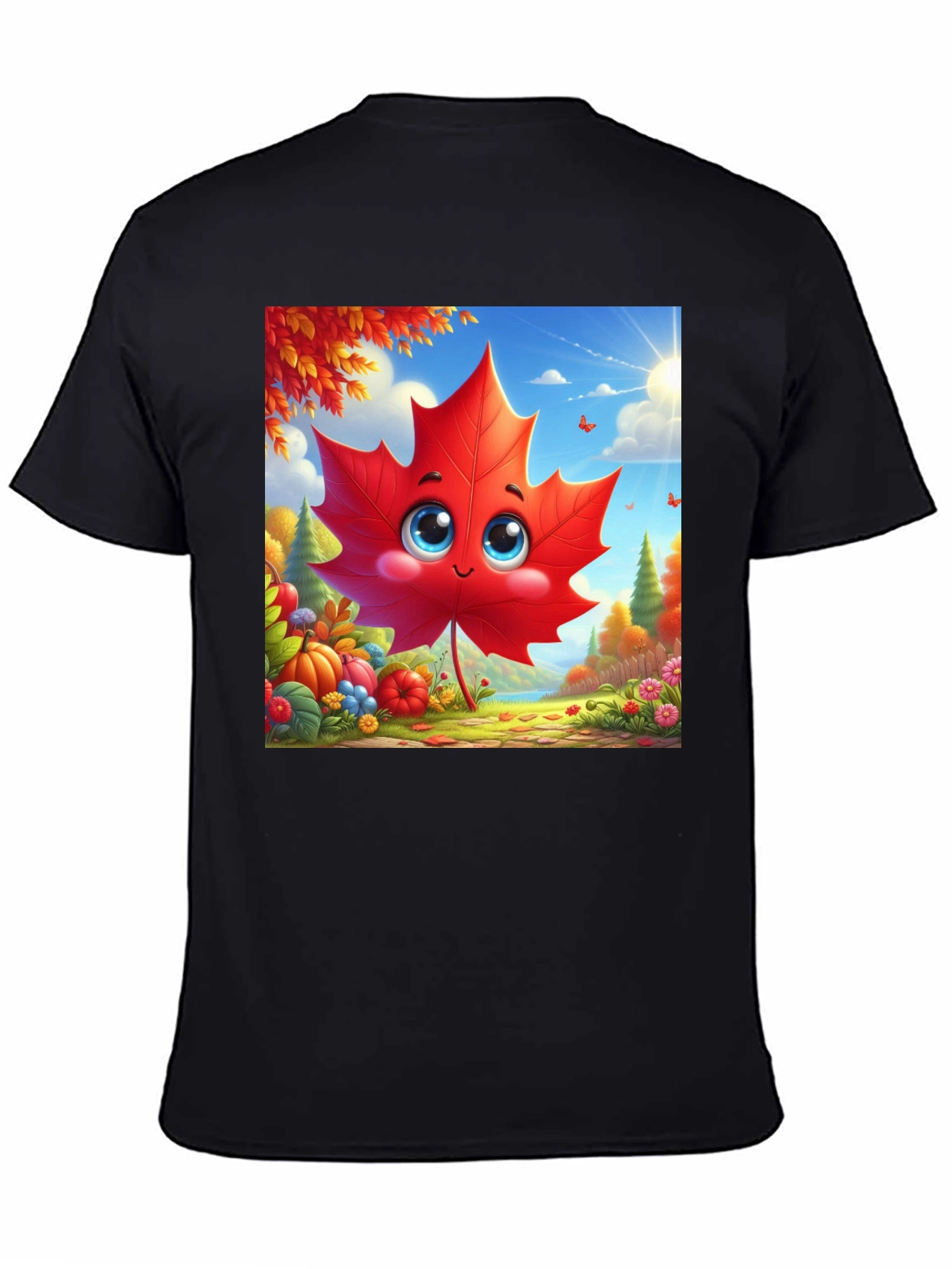 Cute Autumn Leaf Cartoon Graphic T-Shirt
