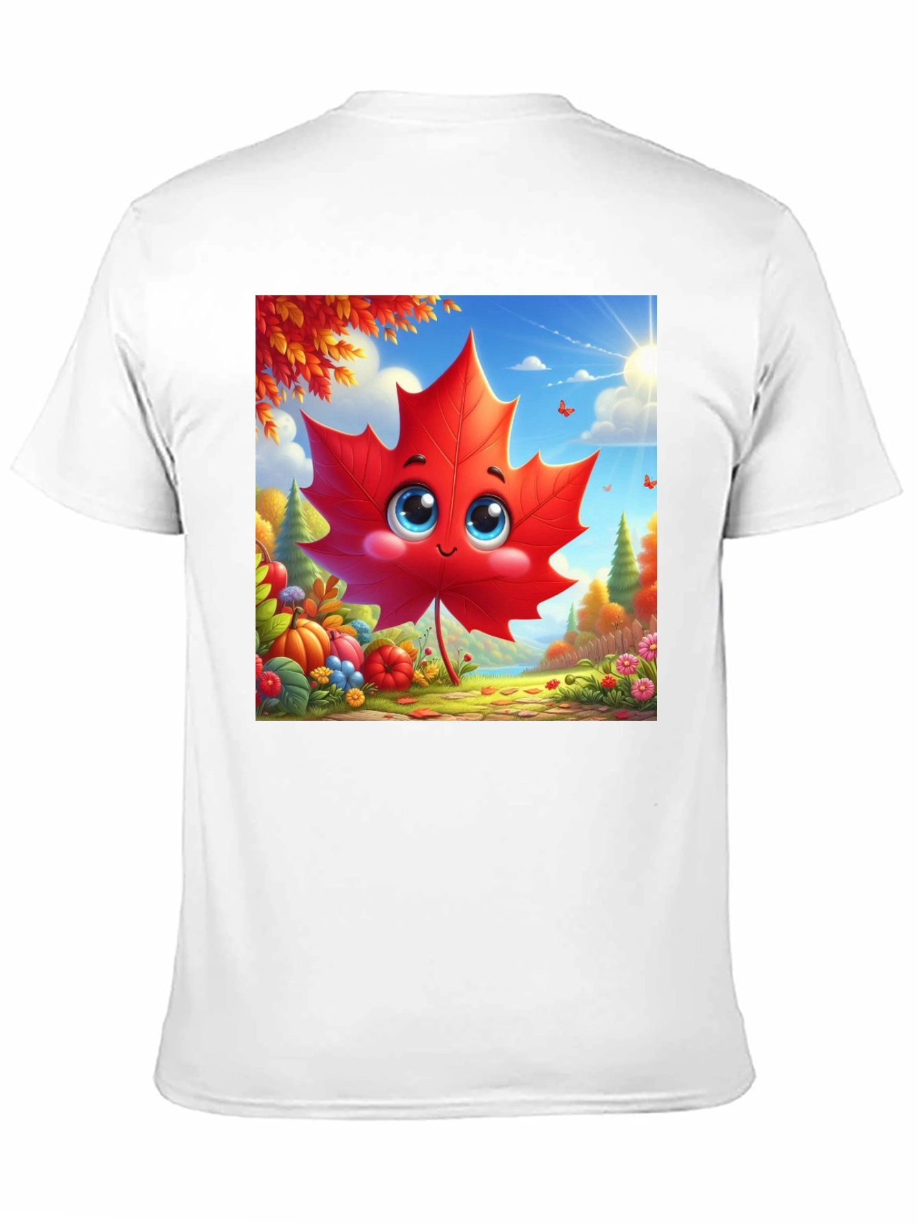Cute Autumn Leaf Cartoon Graphic T-Shirt