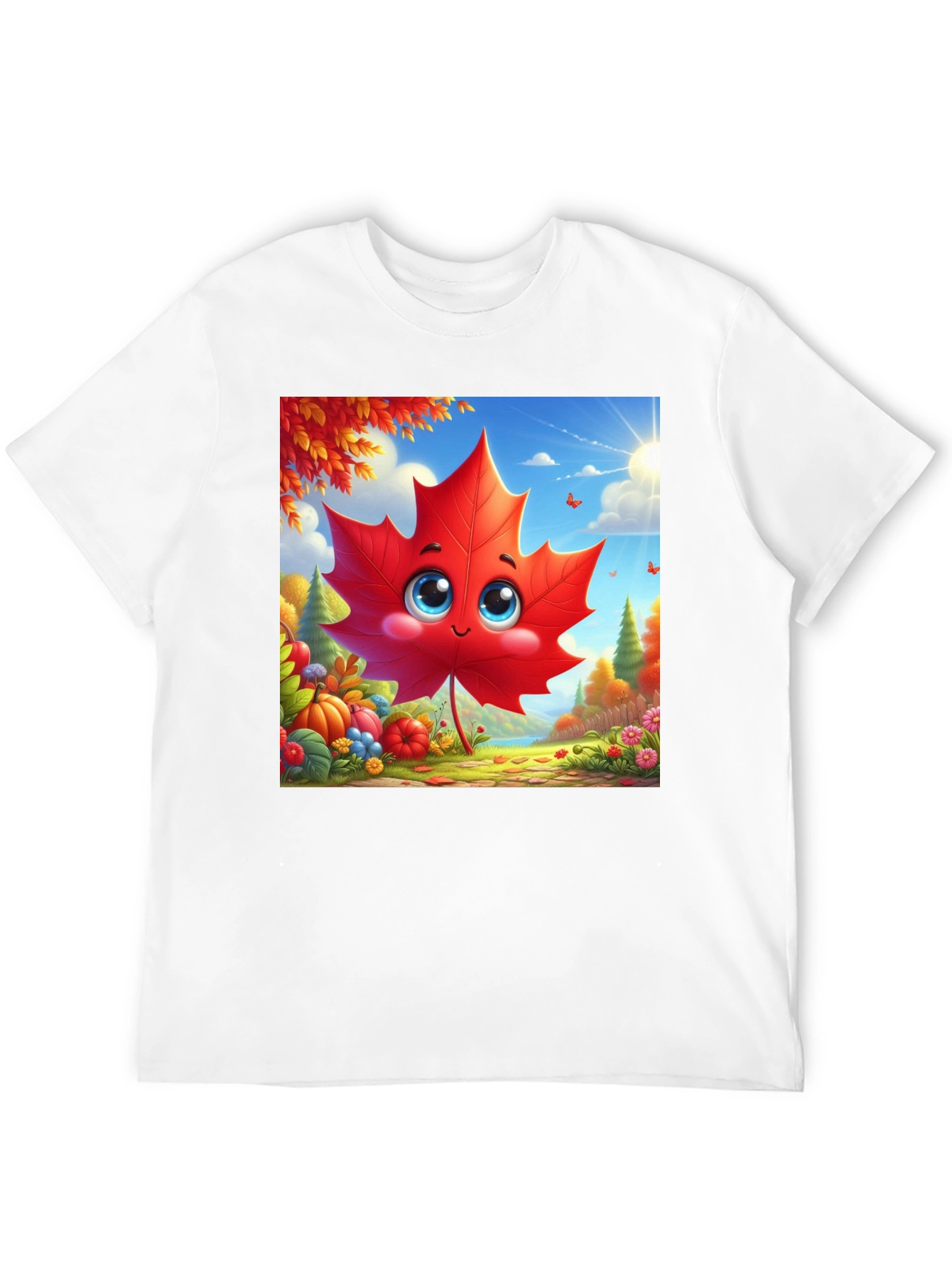 Cute Autumn Leaf Cartoon Graphic T-Shirt