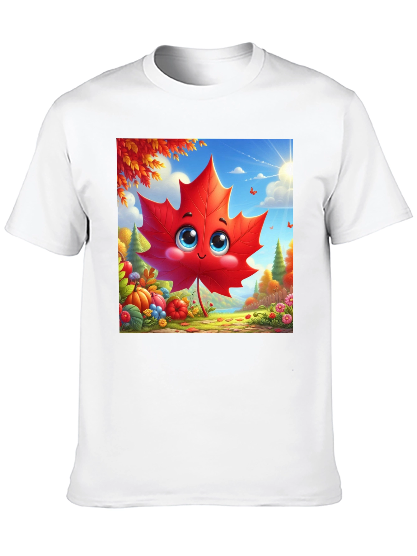 Cute Autumn Leaf Cartoon Graphic T-Shirt