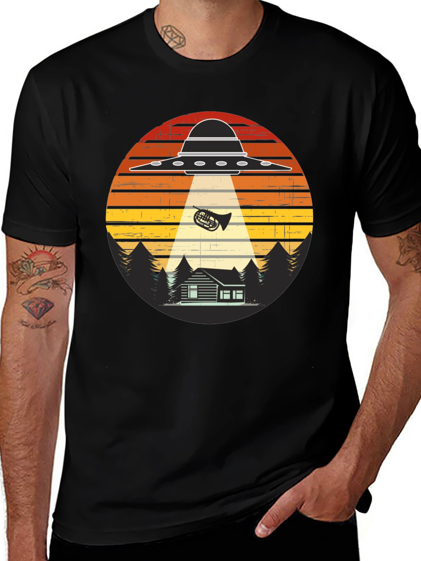 Alien Abduction French Horn T-Shirt