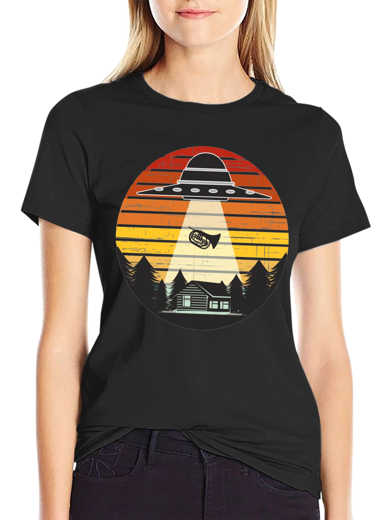 Alien Abduction French Horn T-Shirt
