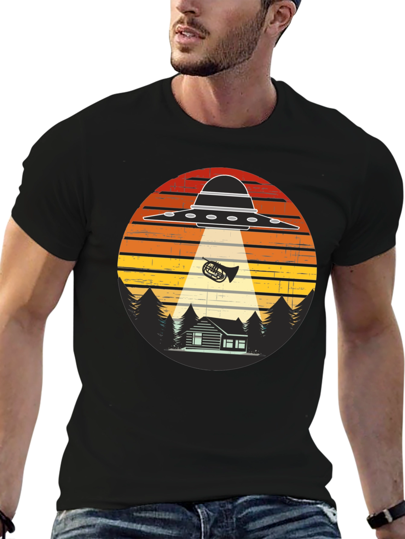 Alien Abduction French Horn T-Shirt