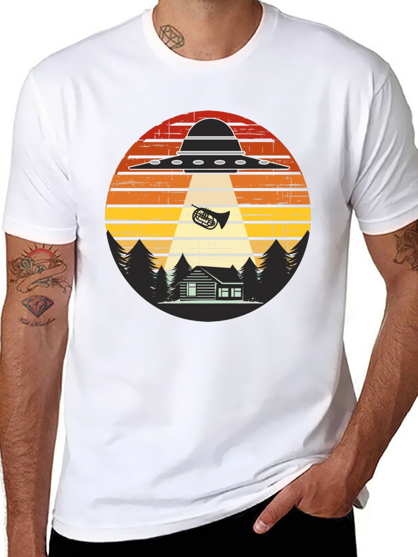 Alien Abduction French Horn T-Shirt