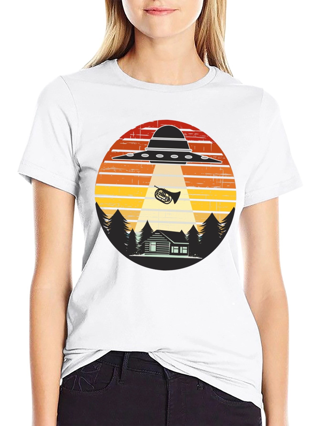 Alien Abduction French Horn T-Shirt