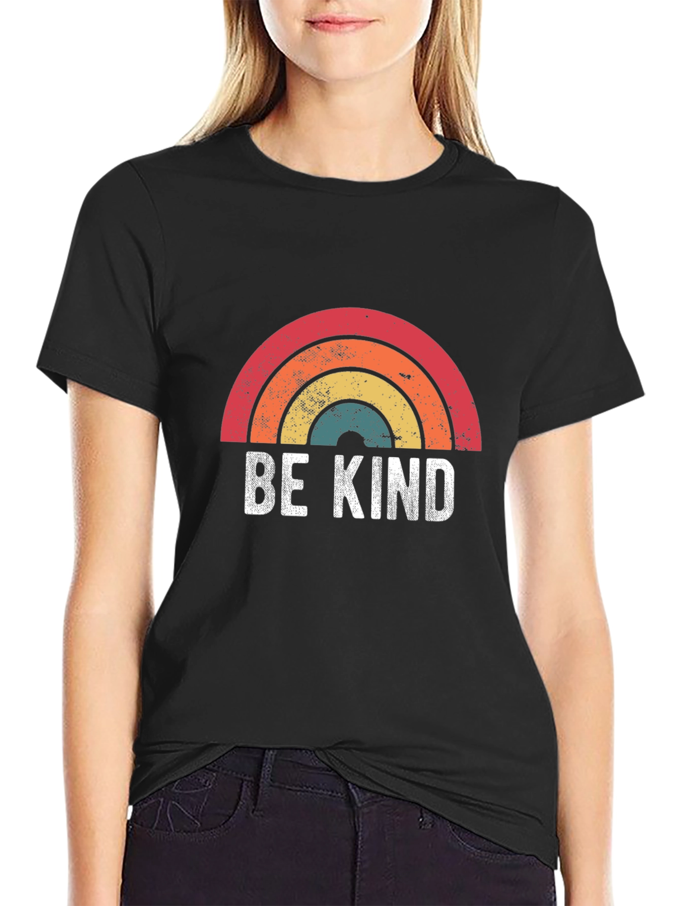 Be Kind Rainbow Graphic Tee - Soft Cotton Blend