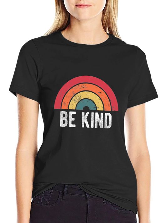 Be Kind Rainbow Graphic Tee - Soft Cotton Blend