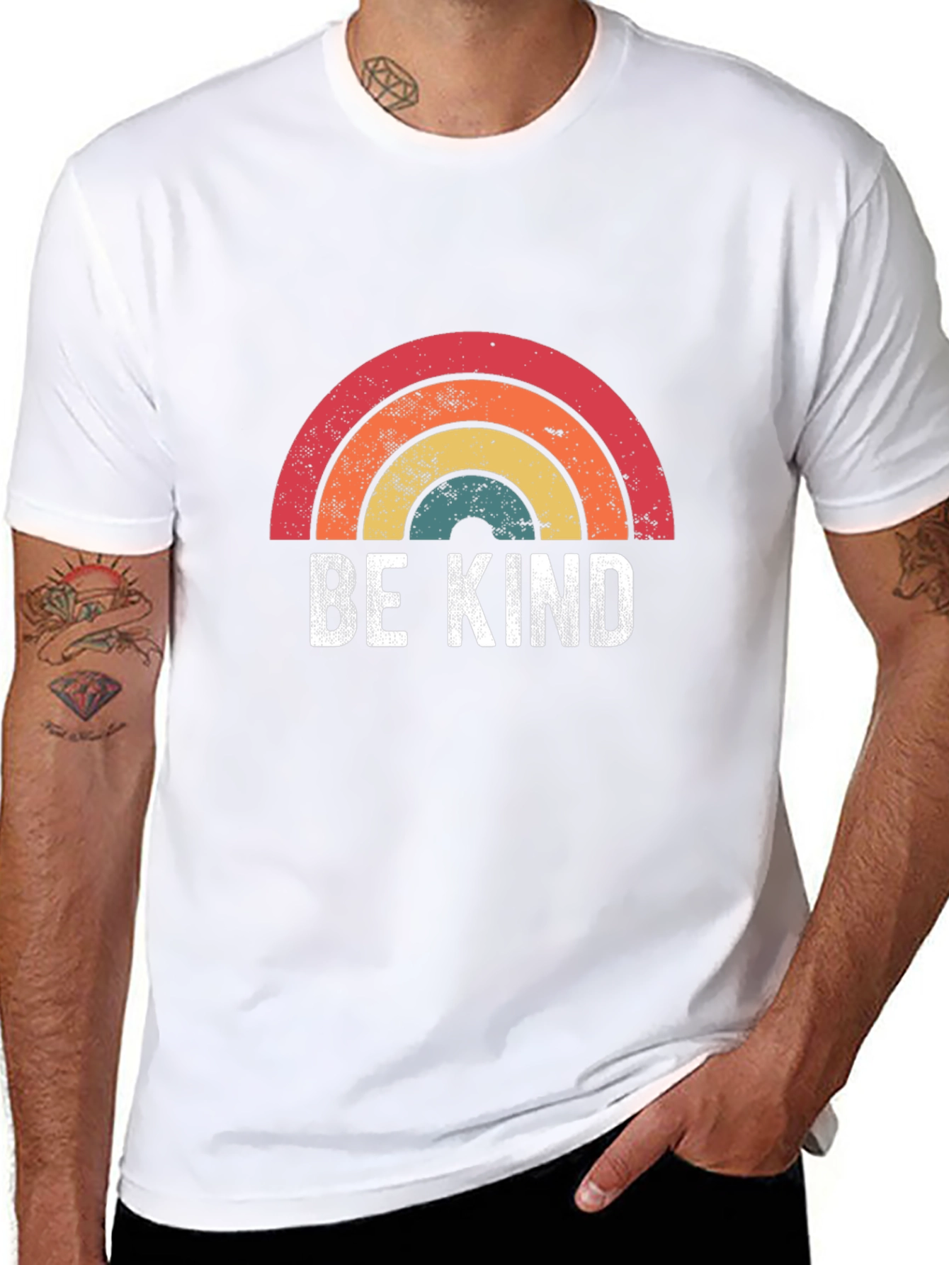 Be Kind Rainbow Graphic Tee - Soft Cotton Blend