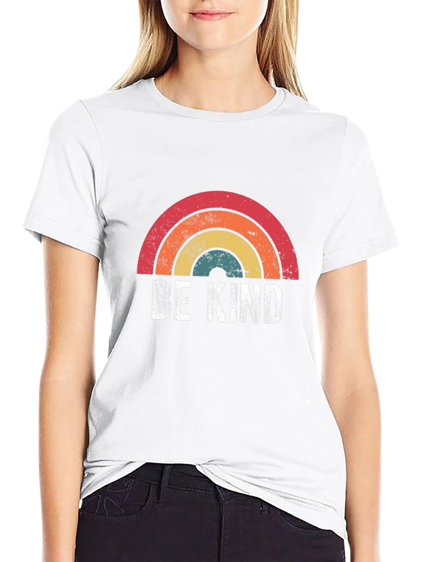 Be Kind Rainbow Graphic Tee - Soft Cotton Blend