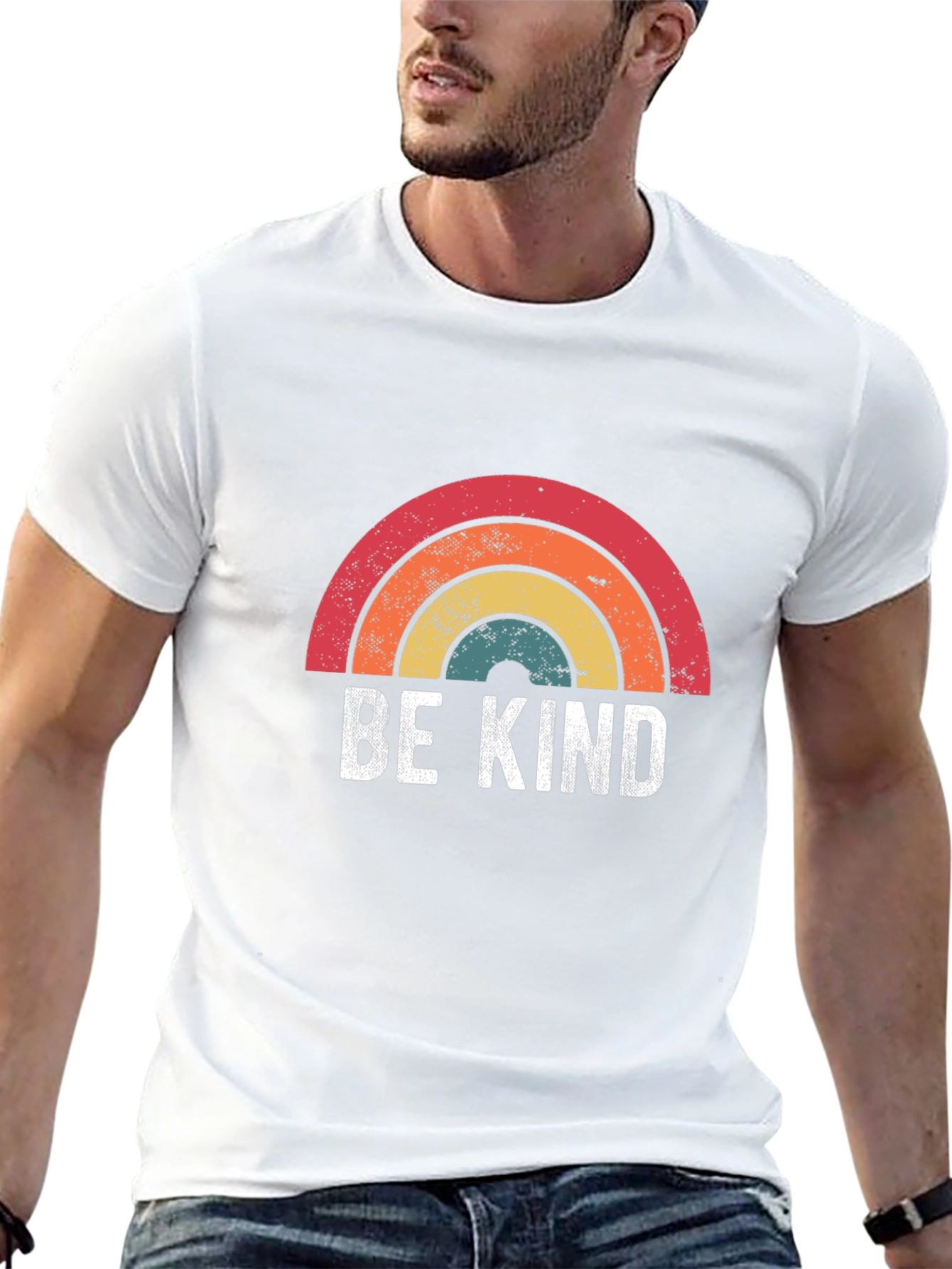 Be Kind Rainbow Graphic Tee - Soft Cotton Blend